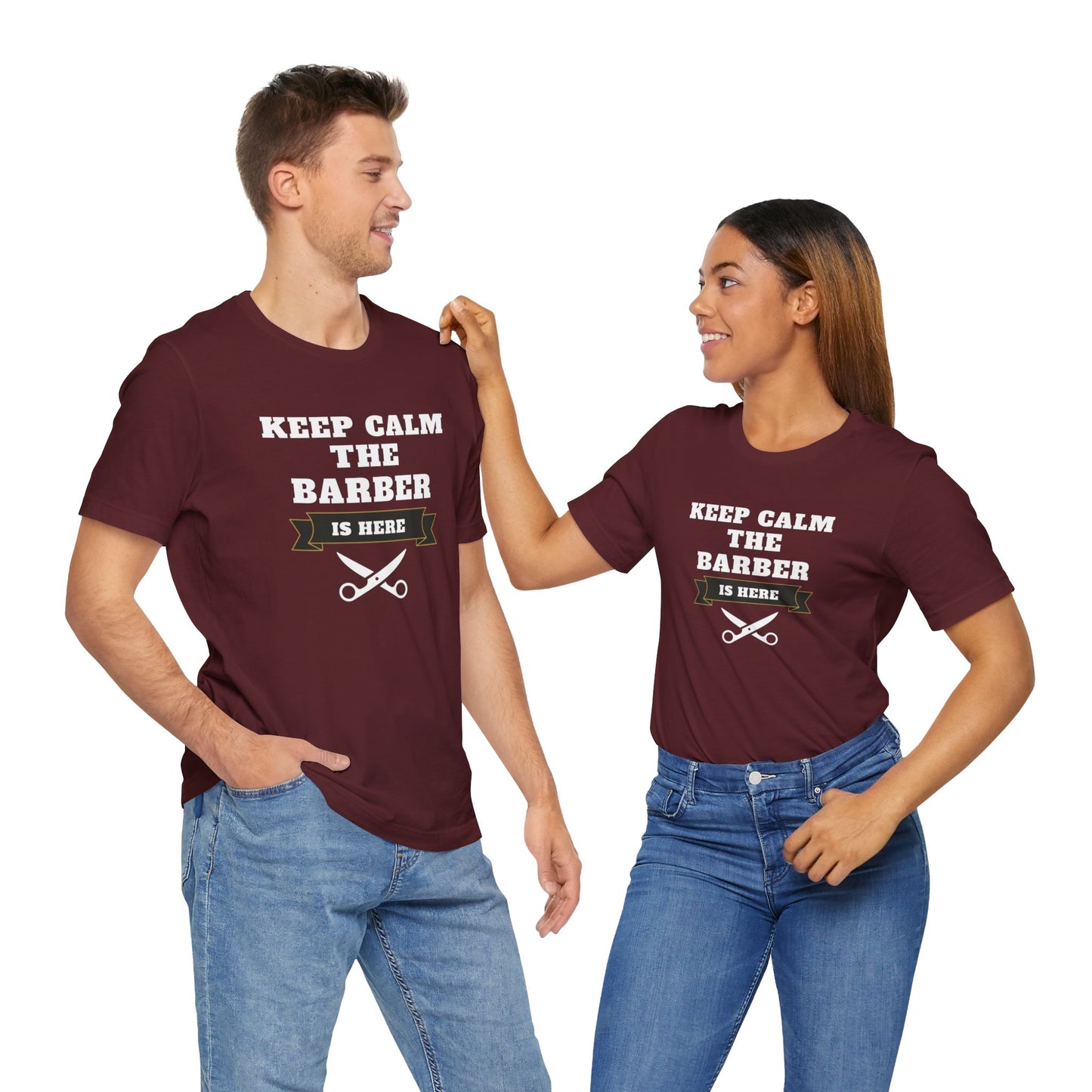 Barber/ Keep Calm The Barber Is Here Unisex Jersey Short Sleeve Tee