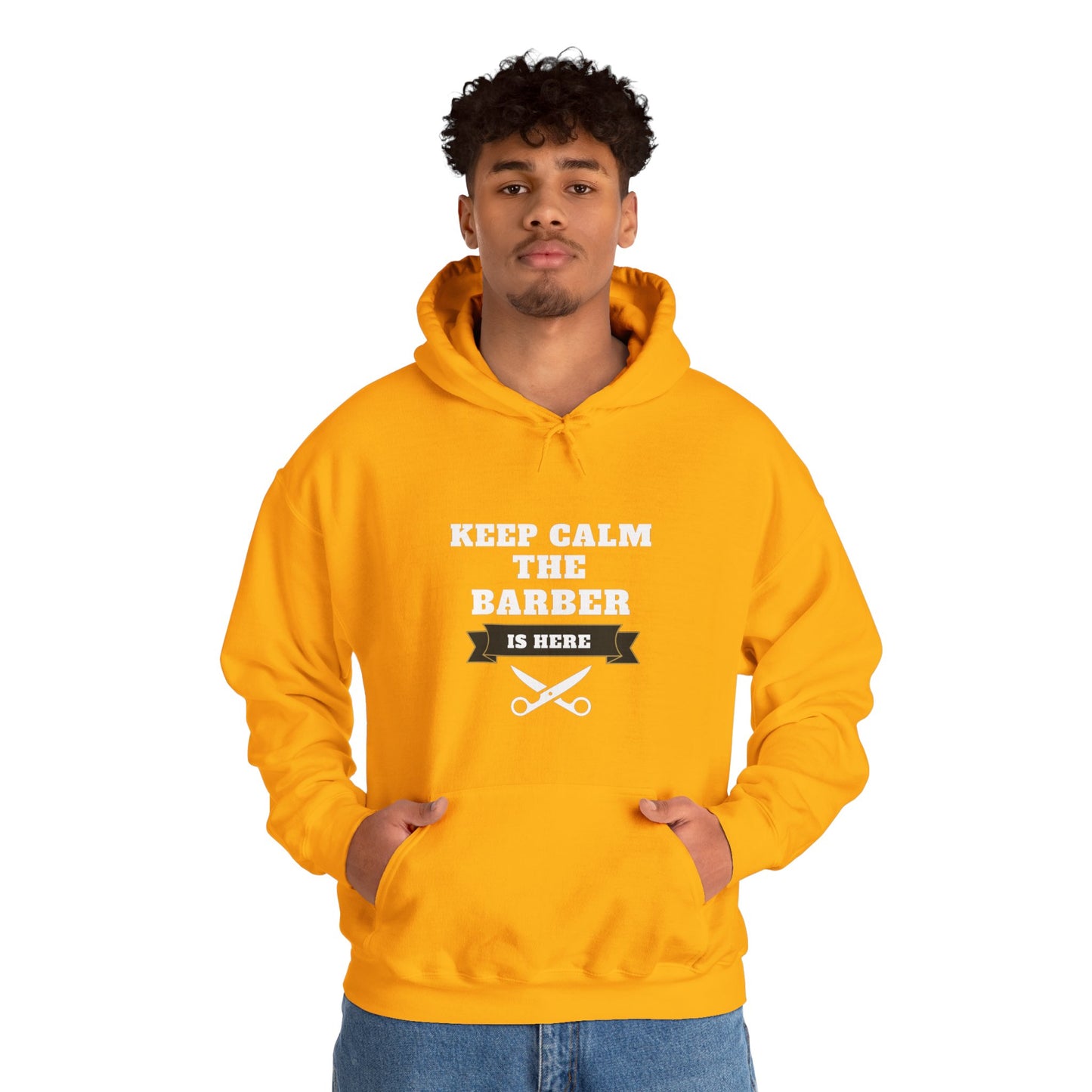 Barber/ Keep Calm The Barber Is Here Unisex Heavy Blend™ Hooded Sweatshirt