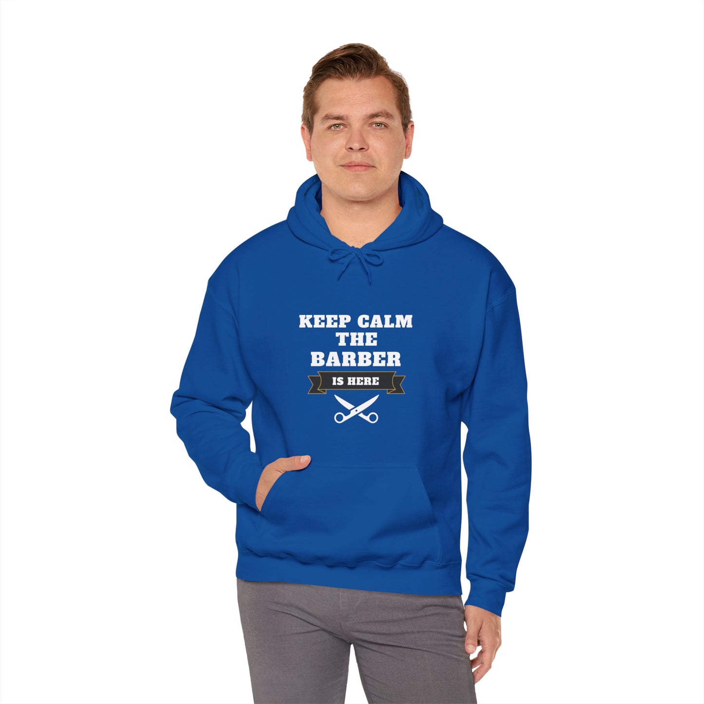Barber/ Keep Calm The Barber Is Here Unisex Heavy Blend™ Hooded Sweatshirt