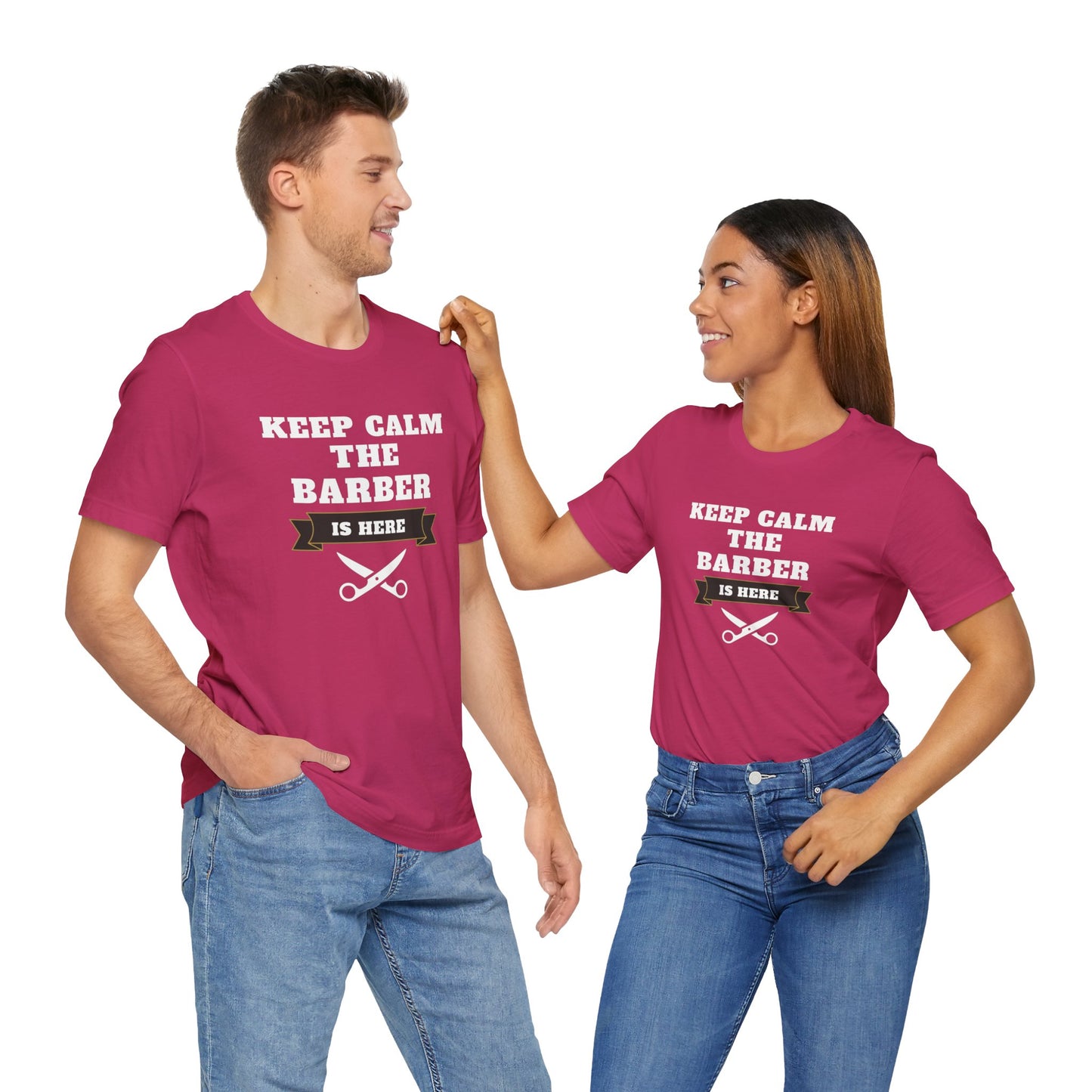 Barber/ Keep Calm The Barber Is Here Unisex Jersey Short Sleeve Tee