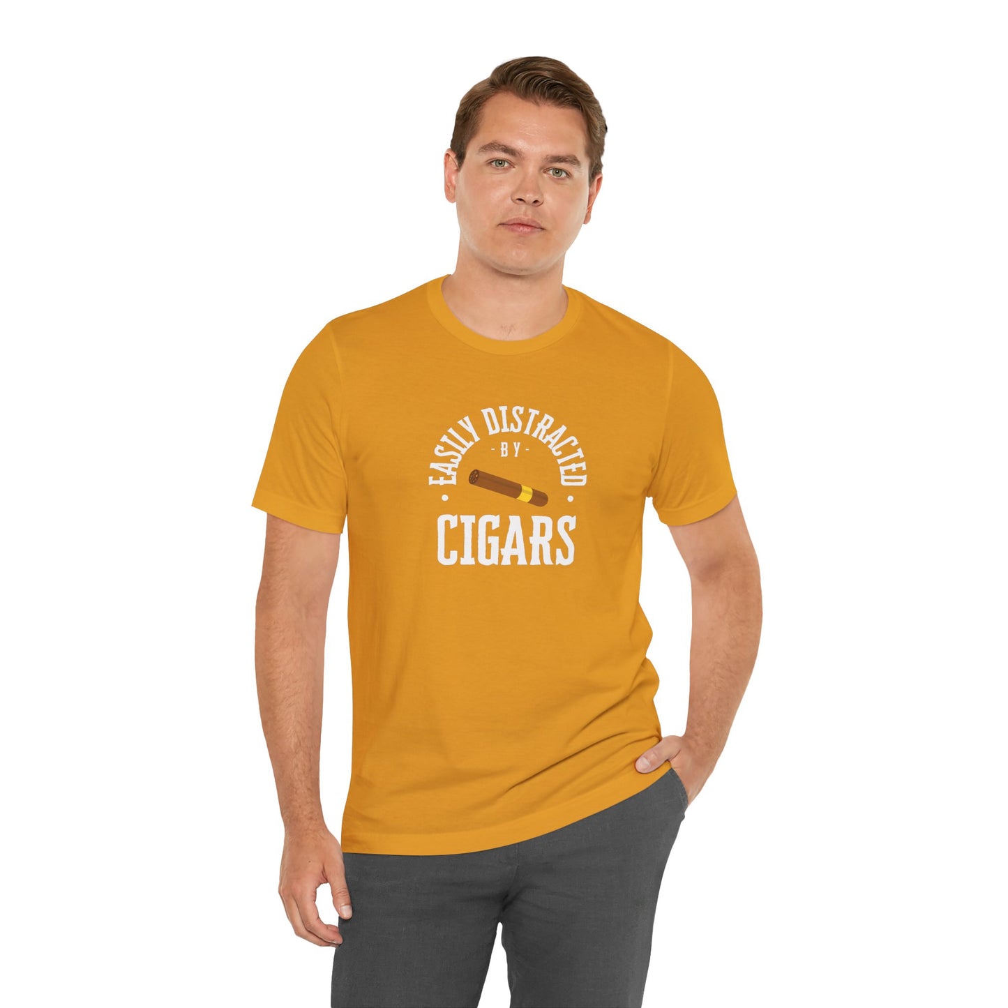 Cigar/ Easily Distracted By Cigars Unisex Jersey Short Sleeve Tee