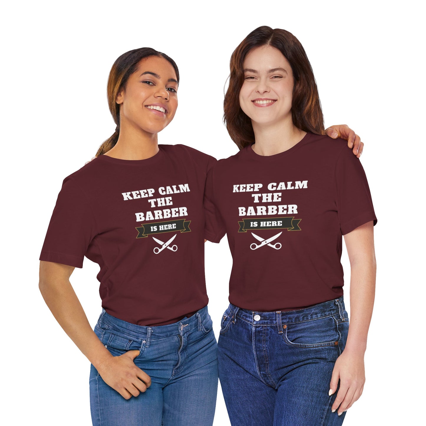 Barber/ Keep Calm The Barber Is Here Unisex Jersey Short Sleeve Tee