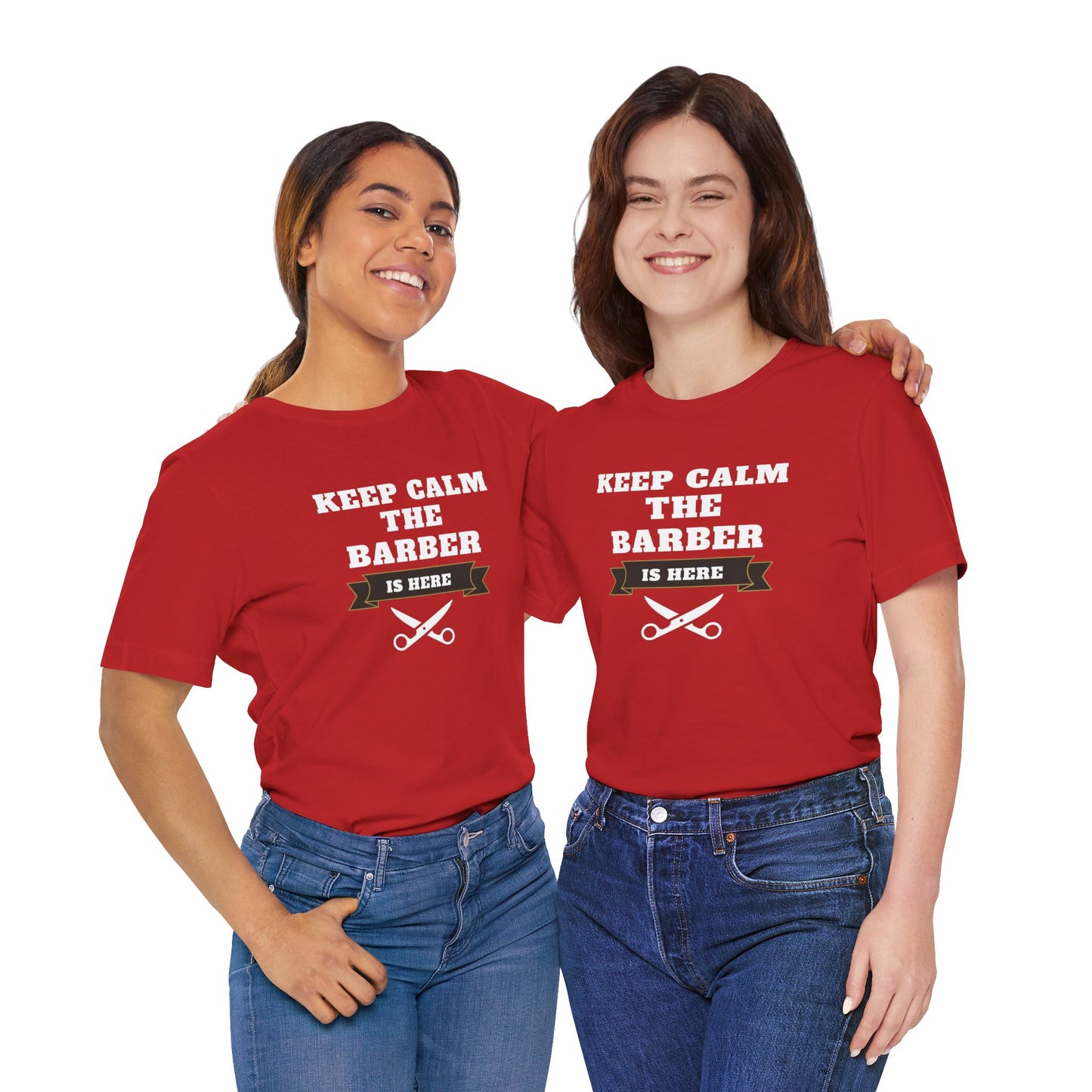 Barber/ Keep Calm The Barber Is Here Unisex Jersey Short Sleeve Tee