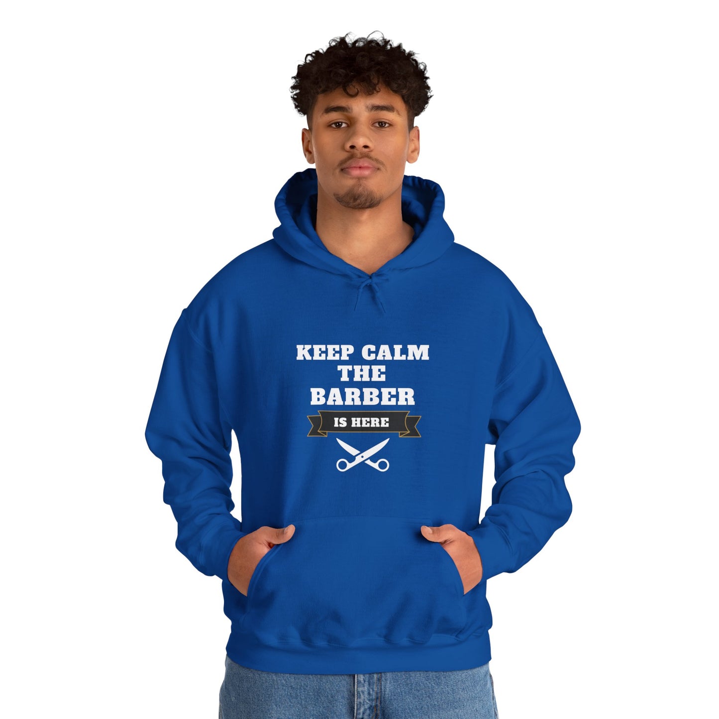 Barber/ Keep Calm The Barber Is Here Unisex Heavy Blend™ Hooded Sweatshirt
