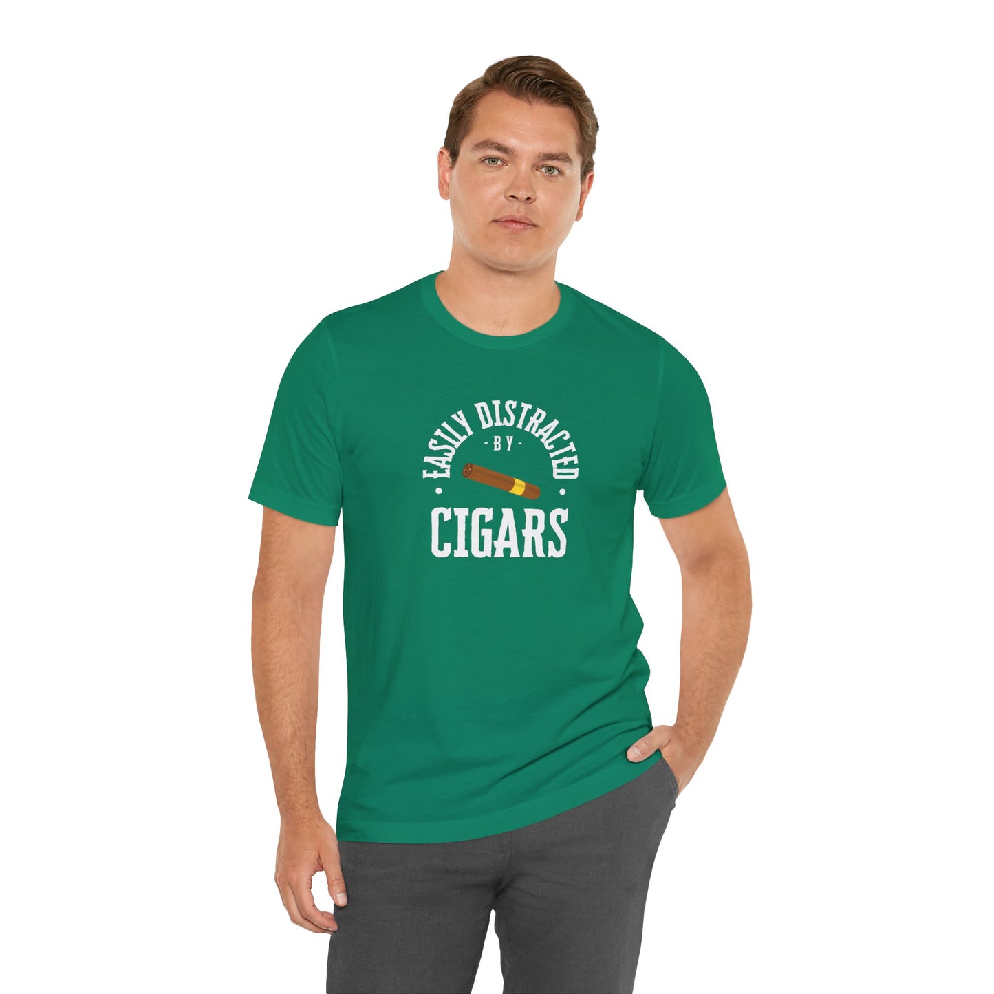 Cigar/ Easily Distracted By Cigars Unisex Jersey Short Sleeve Tee