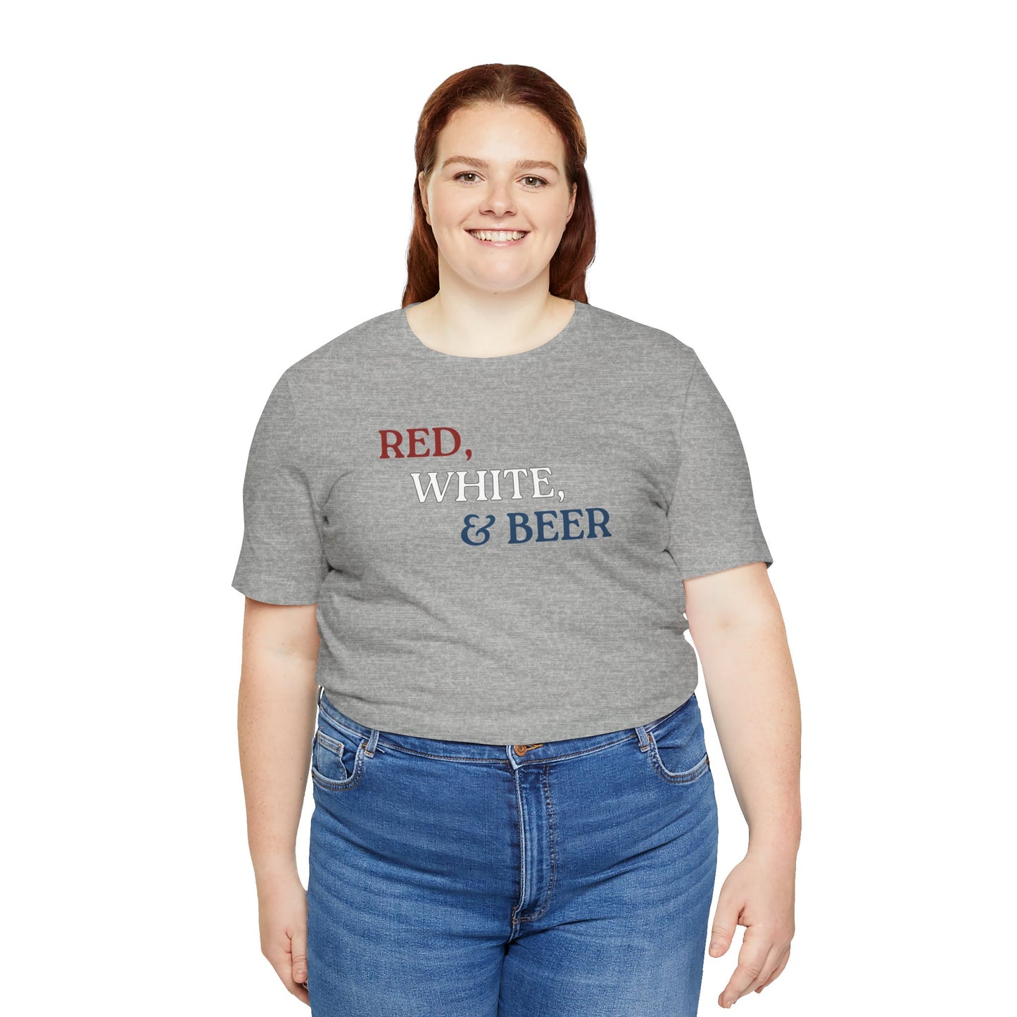 Red, White, & Beer Unisex Jersey Short Sleeve Tee