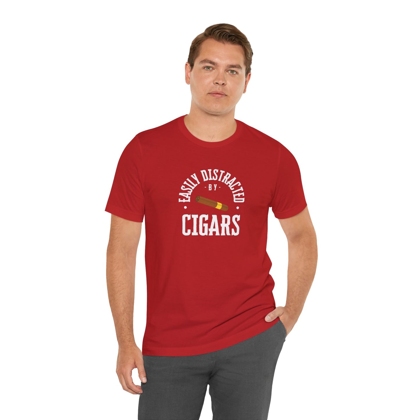 Cigar/ Easily Distracted By Cigars Unisex Jersey Short Sleeve Tee