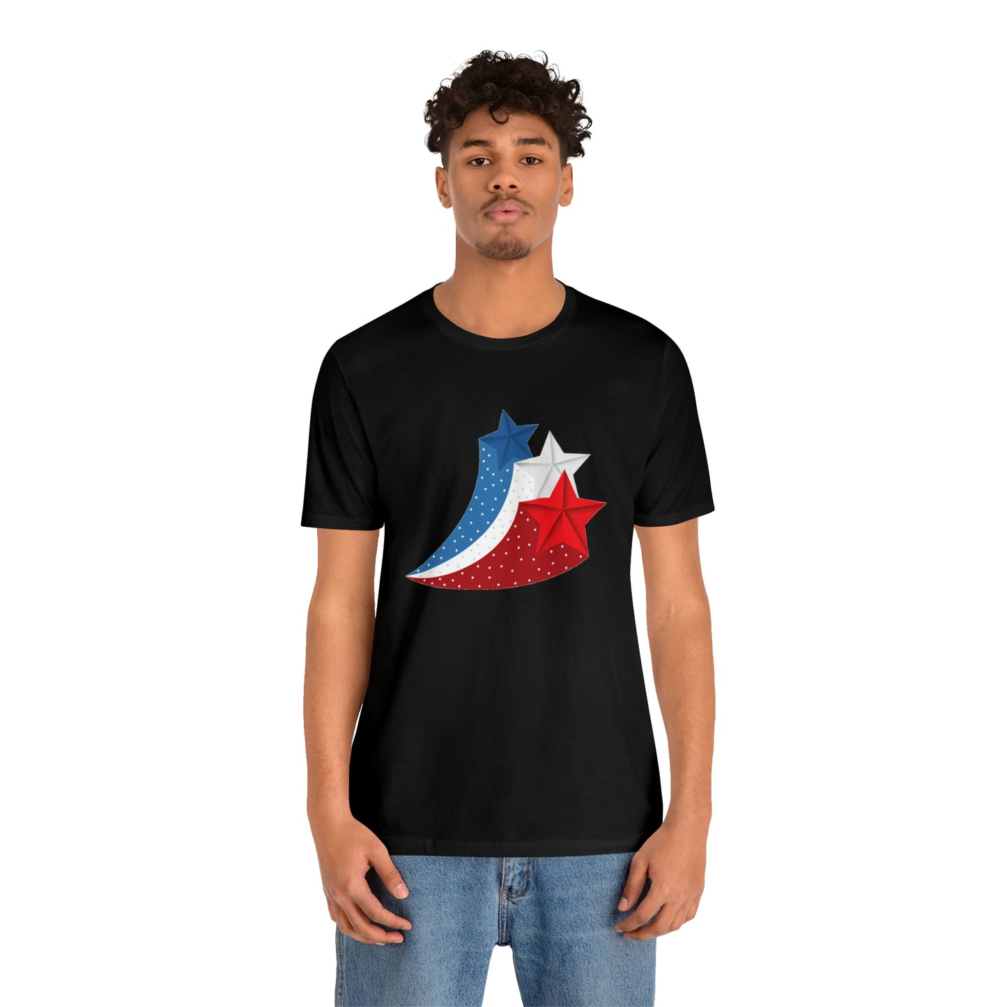 Red White Blue Stars Unisex Jersey Short Sleeve Tee