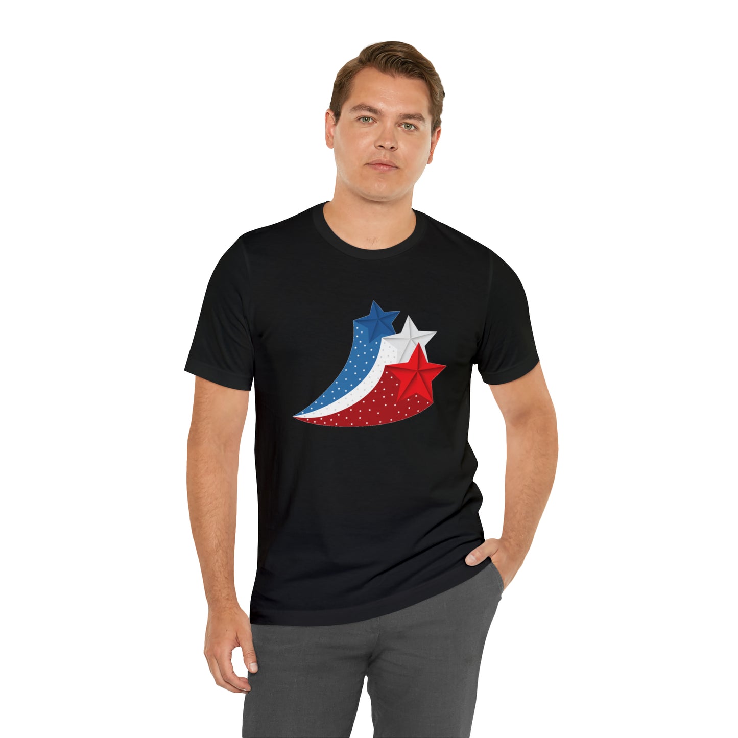 Red White Blue Stars Unisex Jersey Short Sleeve Tee