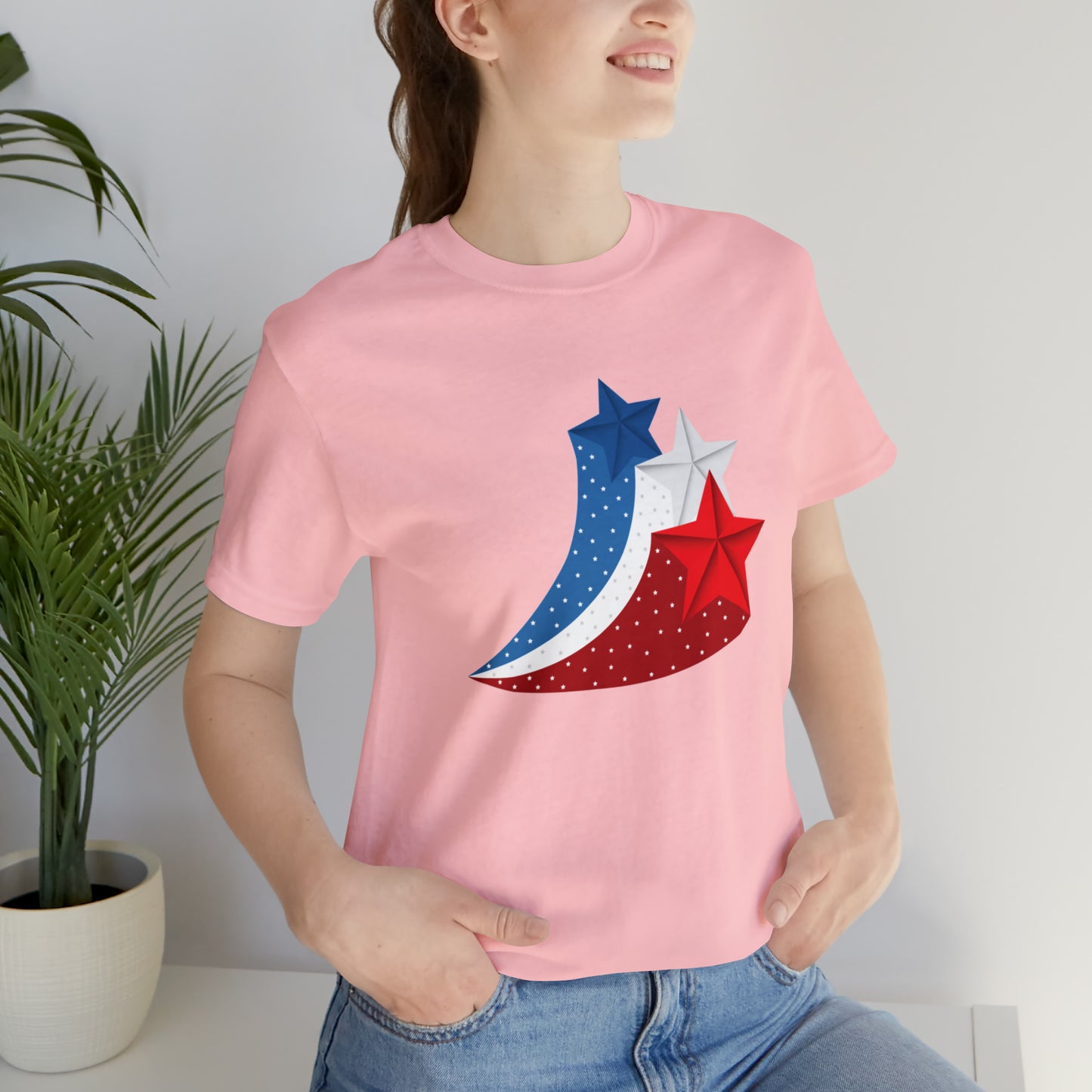 Red White Blue Stars Unisex Jersey Short Sleeve Tee