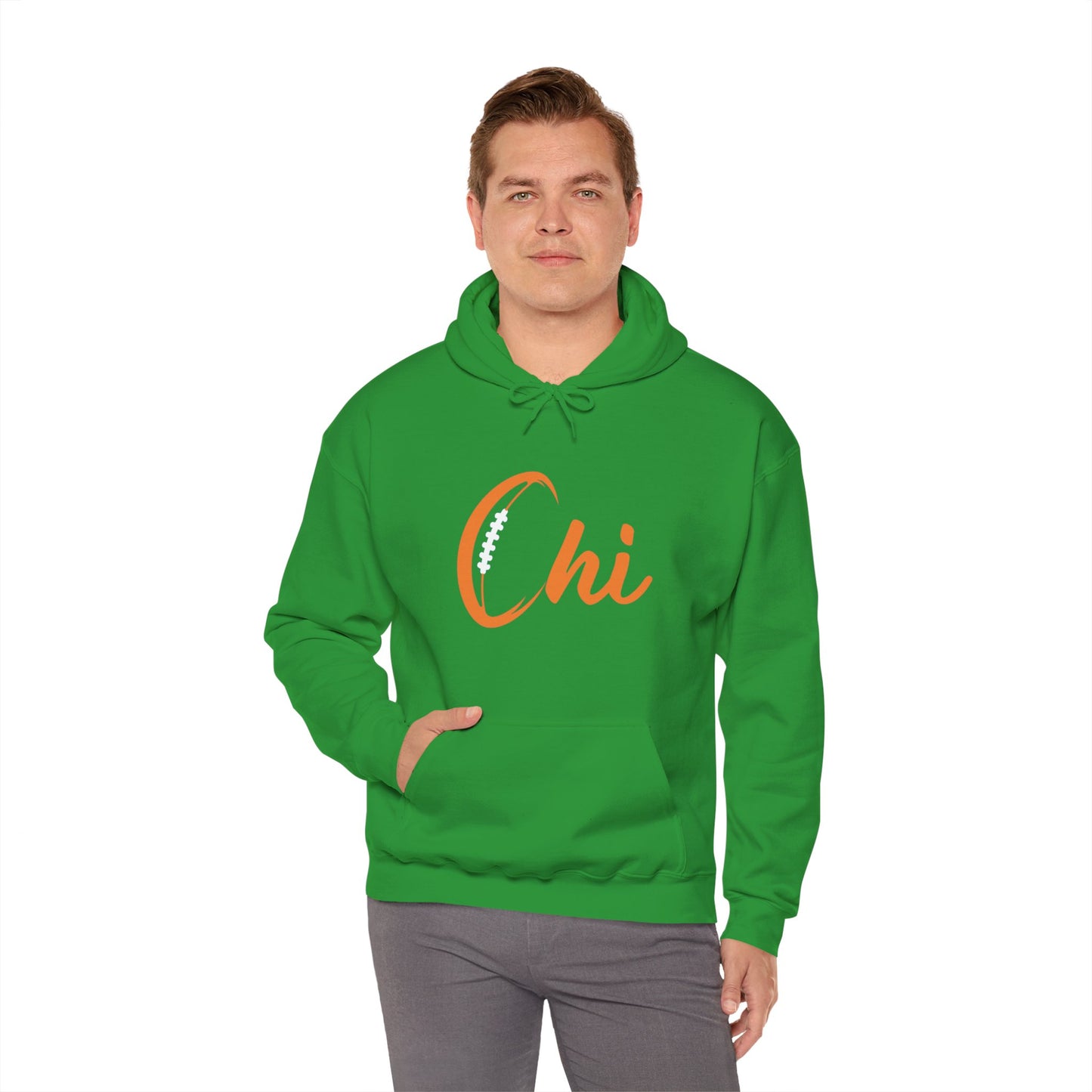 Chi Football/ Orange Unisex Heavy Blend™ Hooded Sweatshirt