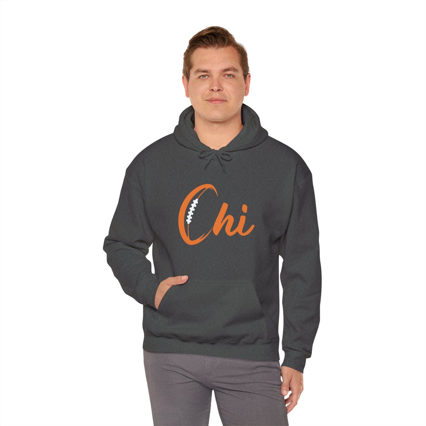 Chi Football/ Orange Unisex Heavy Blend™ Hooded Sweatshirt