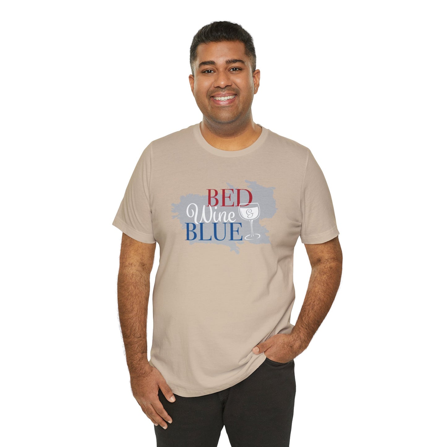 Bed Wine & Blue Unisex Jersey Short Sleeve Tee