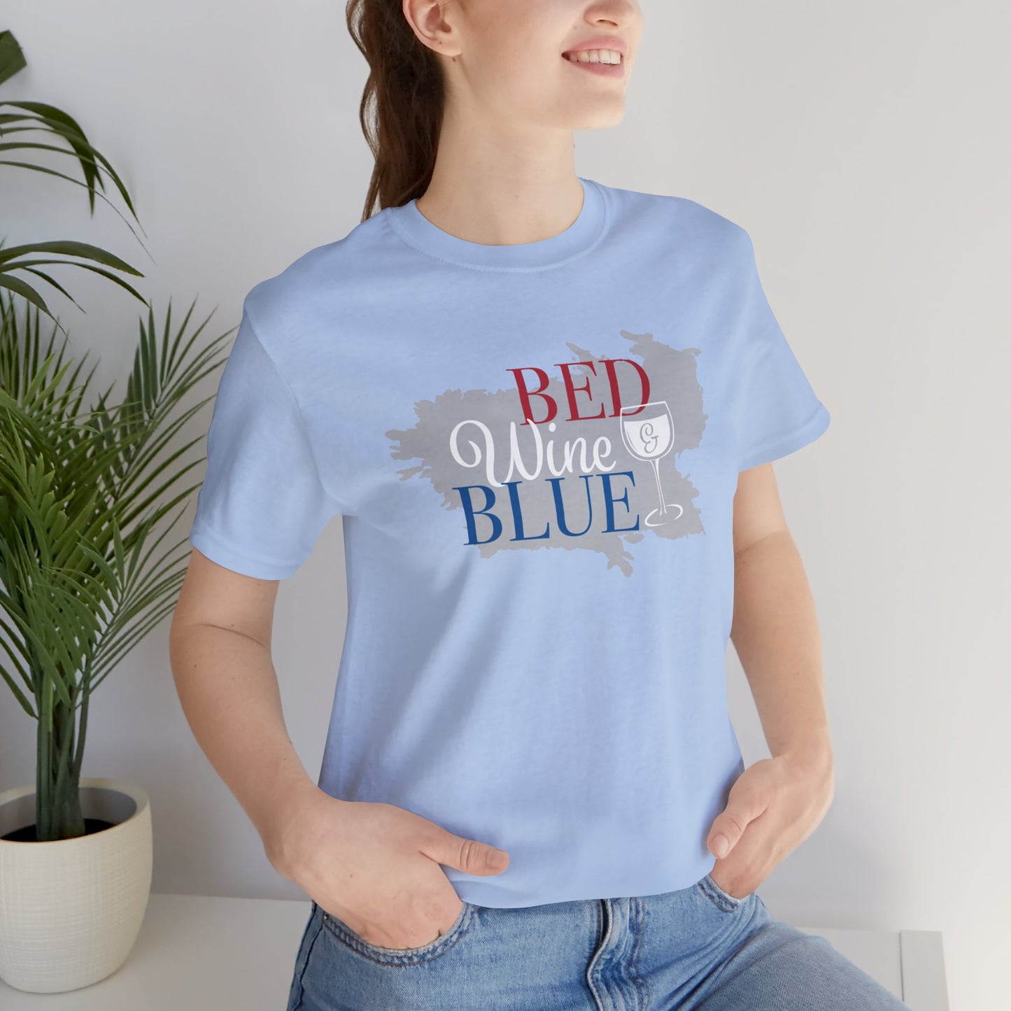 Bed Wine & Blue Unisex Jersey Short Sleeve Tee