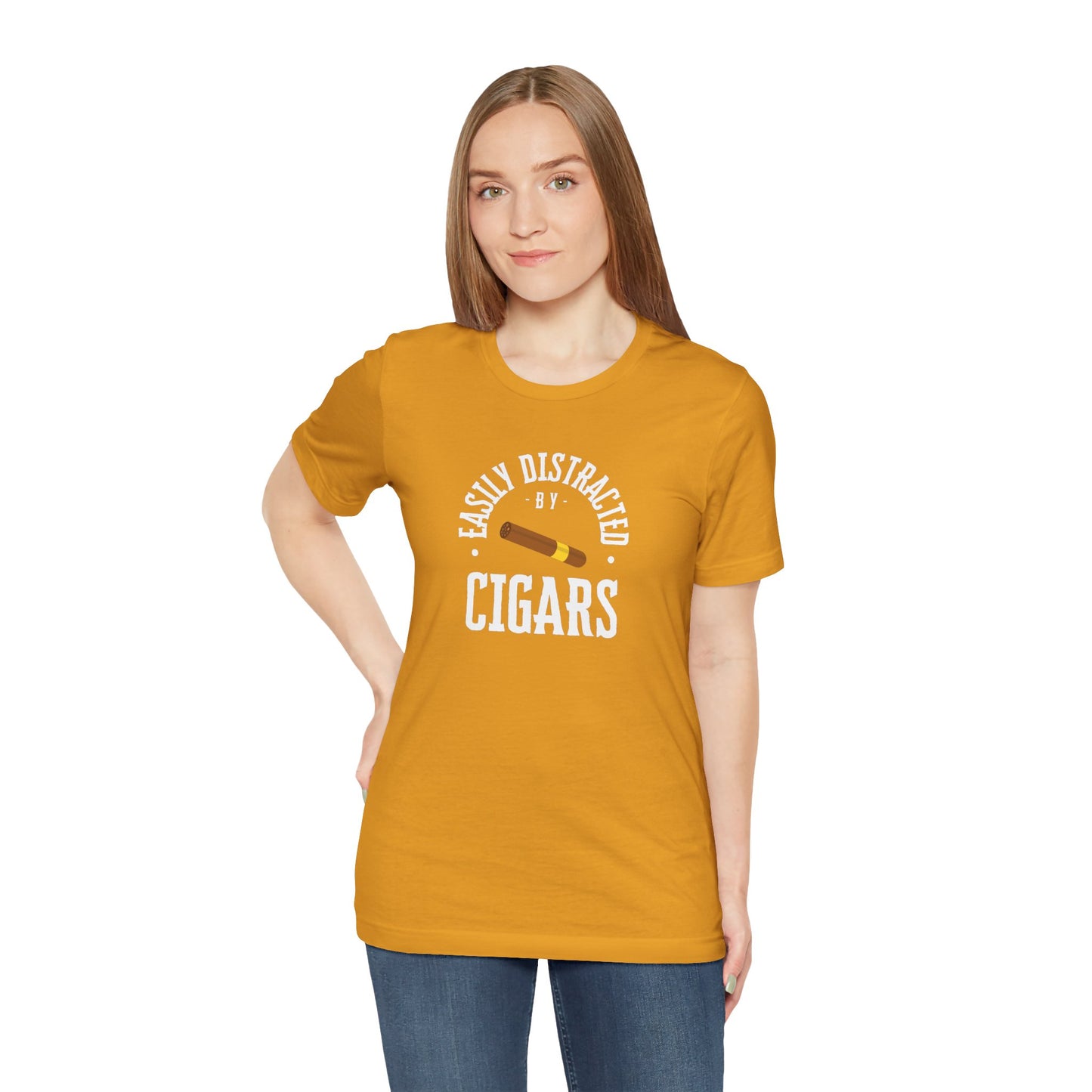 Cigar/ Easily Distracted By Cigars Unisex Jersey Short Sleeve Tee