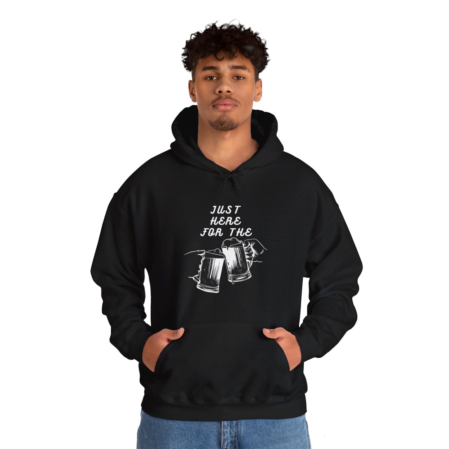 Just Here For The Beer /Black Unisex Heavy Blend™ Hooded Sweatshirt