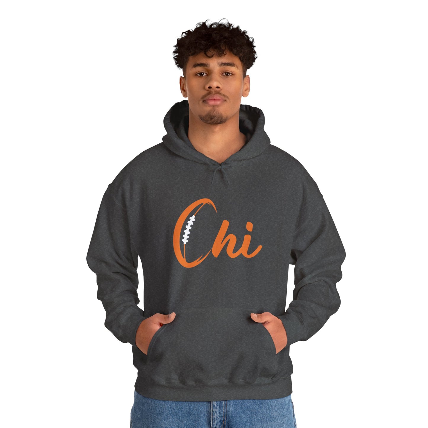 Chi Football/ Orange Unisex Heavy Blend™ Hooded Sweatshirt