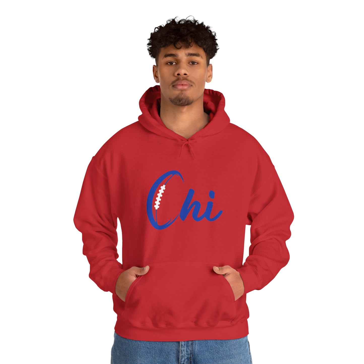 Chi Football/ Blue Unisex Heavy Blend™ Hooded Sweatshirt