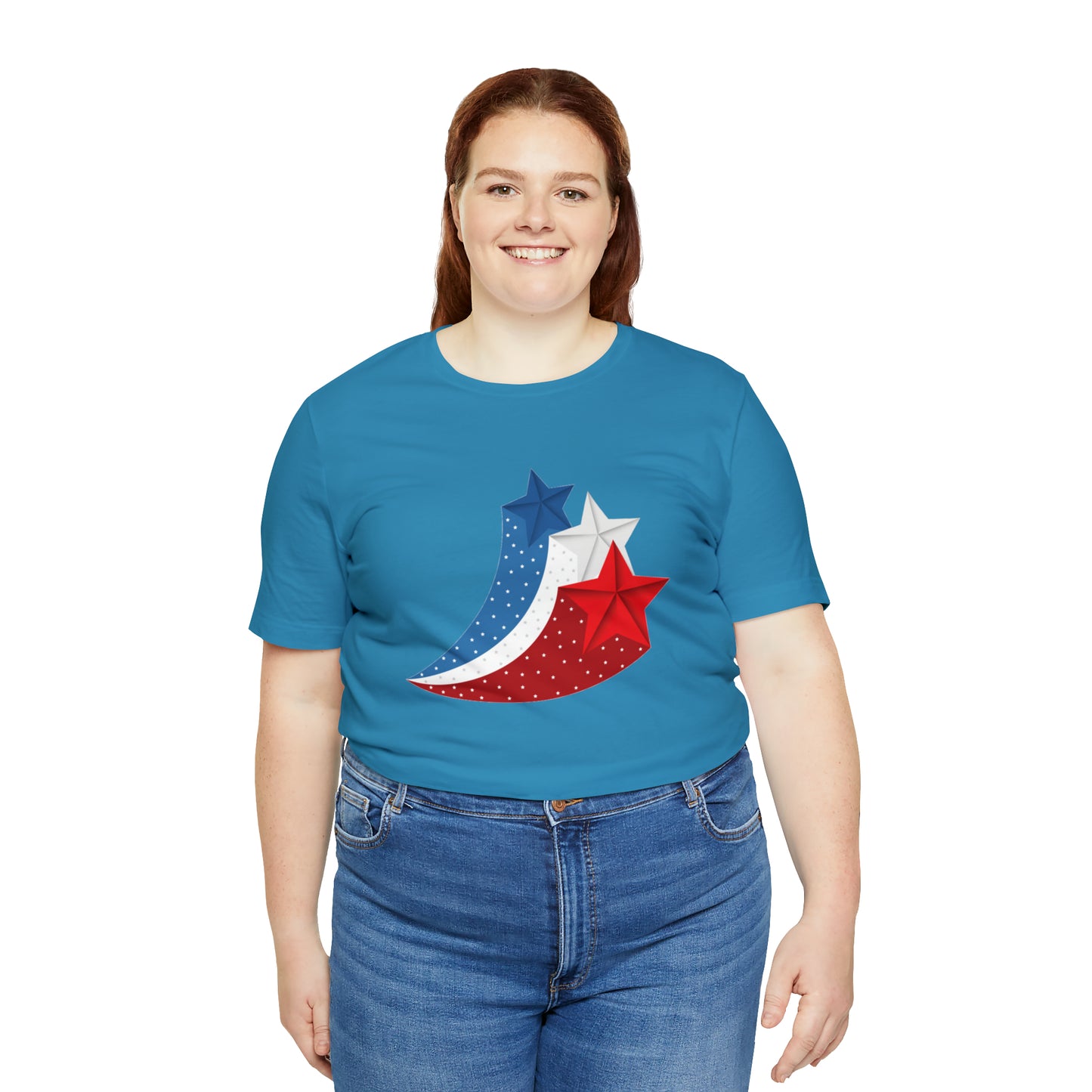 Red White Blue Stars Unisex Jersey Short Sleeve Tee