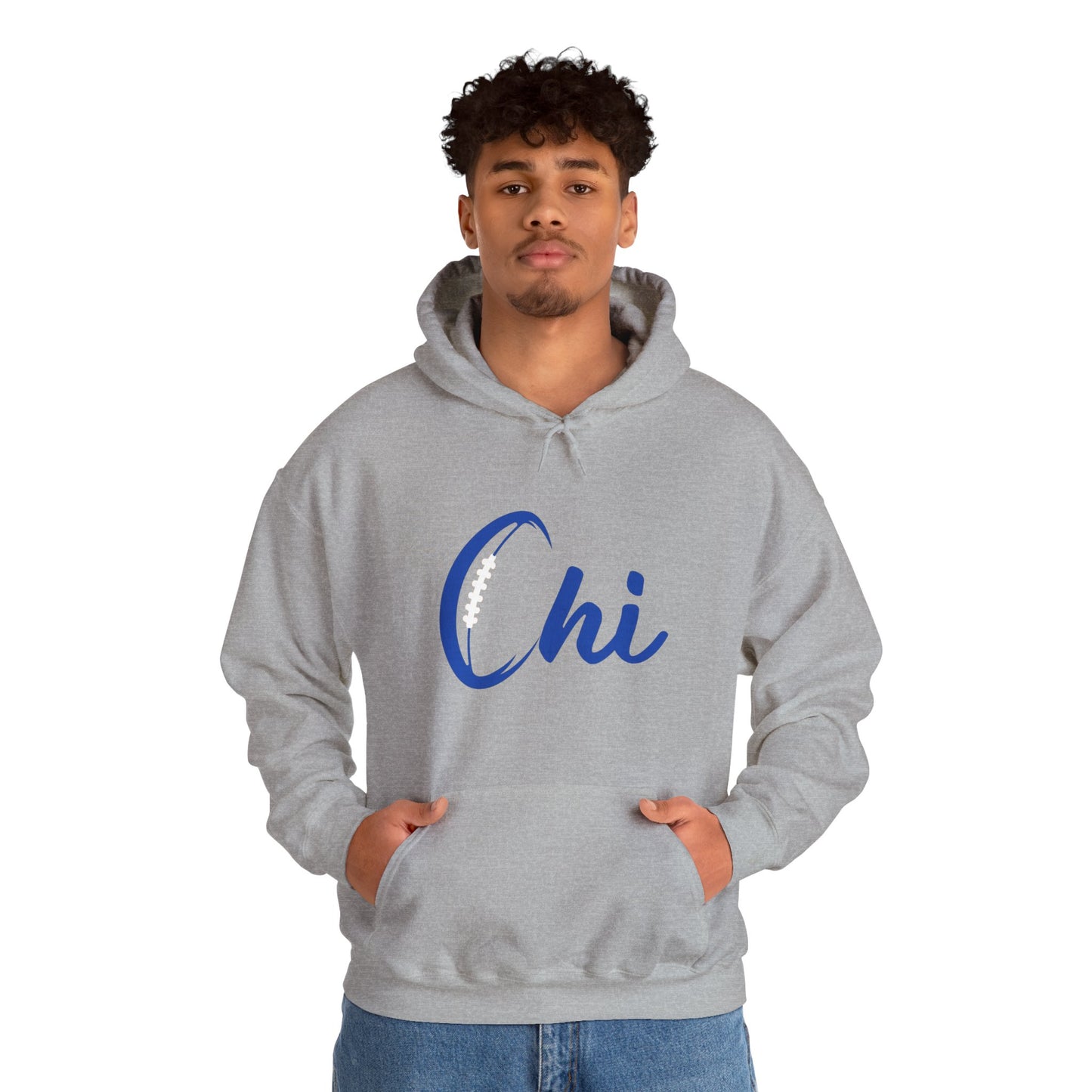 Chi Football/ Blue Unisex Heavy Blend™ Hooded Sweatshirt