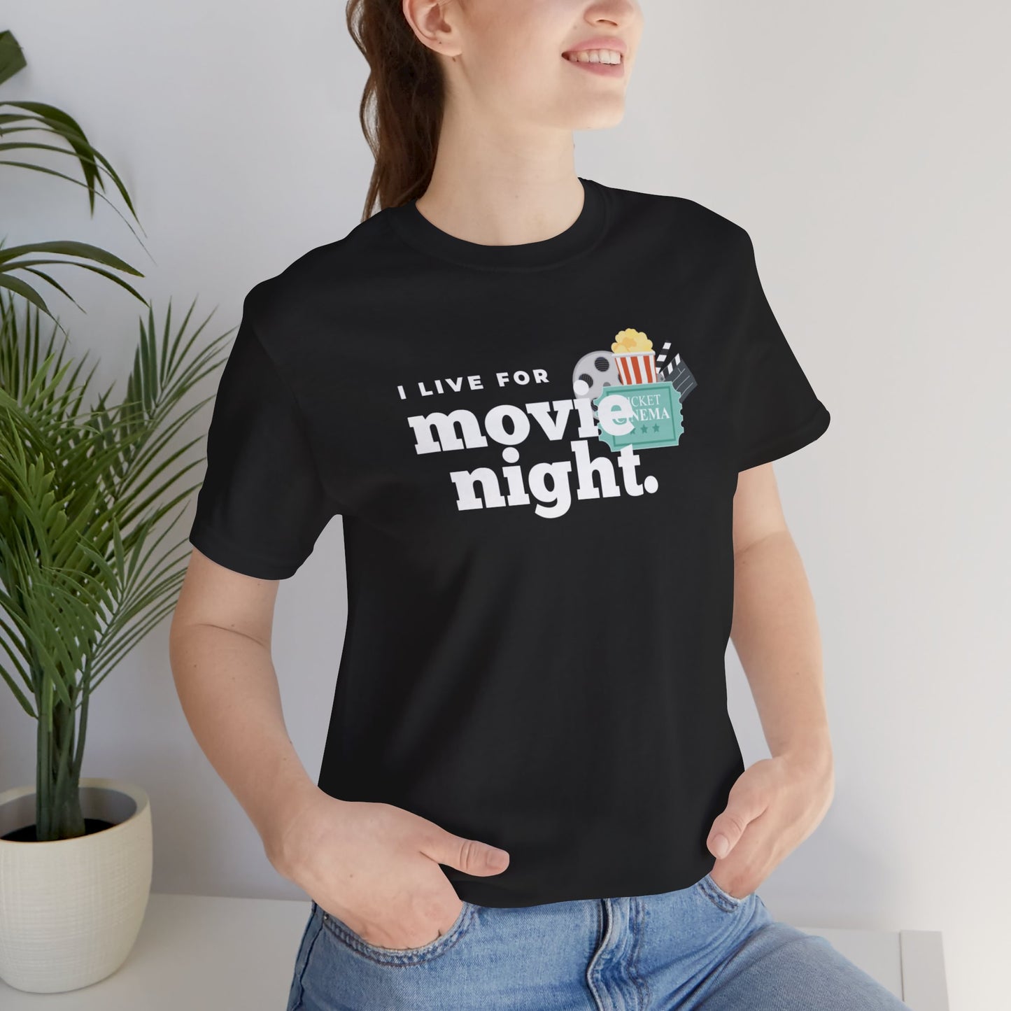 I Live For Movie Night Unisex Jersey Short Sleeve Tee