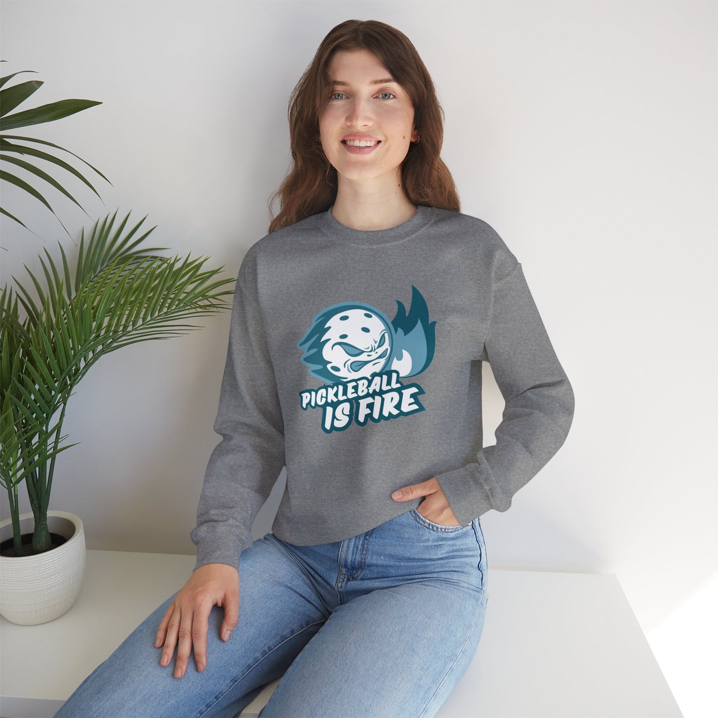 Pickleball is Fire Unisex Heavy Blend™ Crewneck Sweatshirt