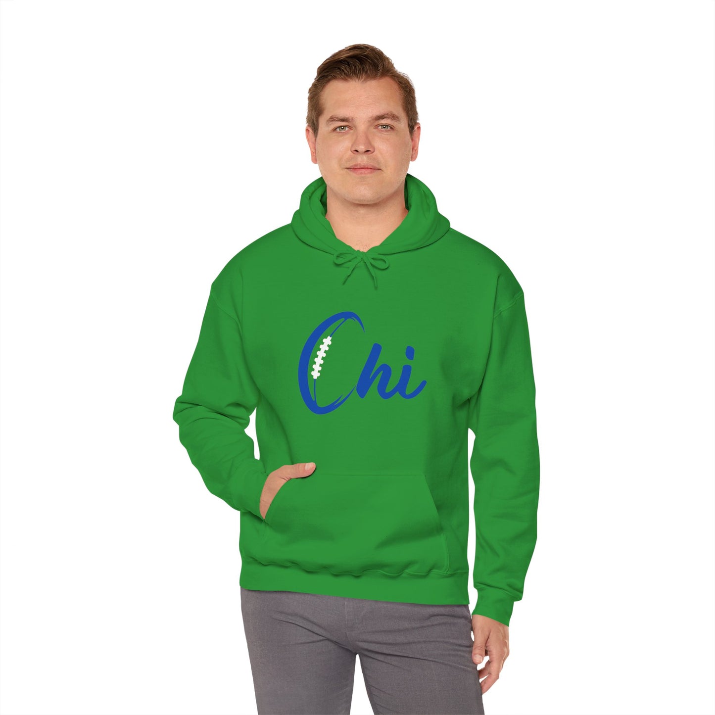 Chi Football/ Blue Unisex Heavy Blend™ Hooded Sweatshirt