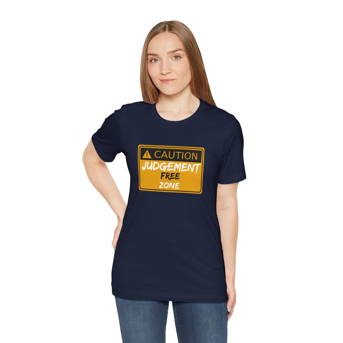 Caution Judgement Free Zone Unisex Jersey Short Sleeve Tee