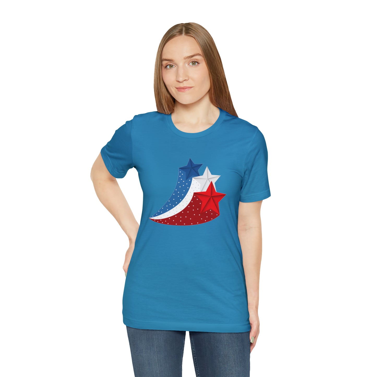 Red White Blue Stars Unisex Jersey Short Sleeve Tee