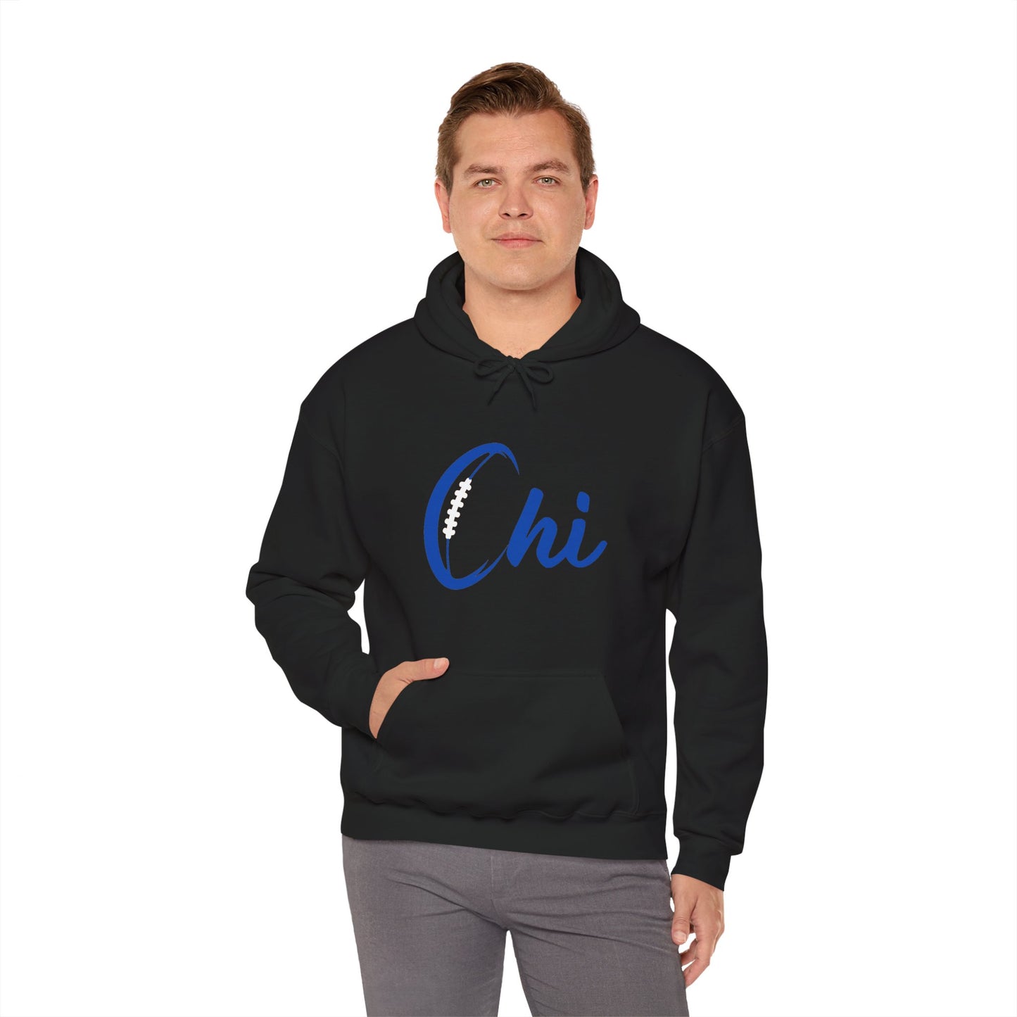 Chi Football/ Blue Unisex Heavy Blend™ Hooded Sweatshirt