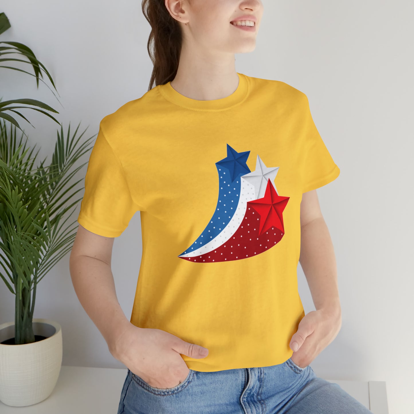 Red White Blue Stars Unisex Jersey Short Sleeve Tee