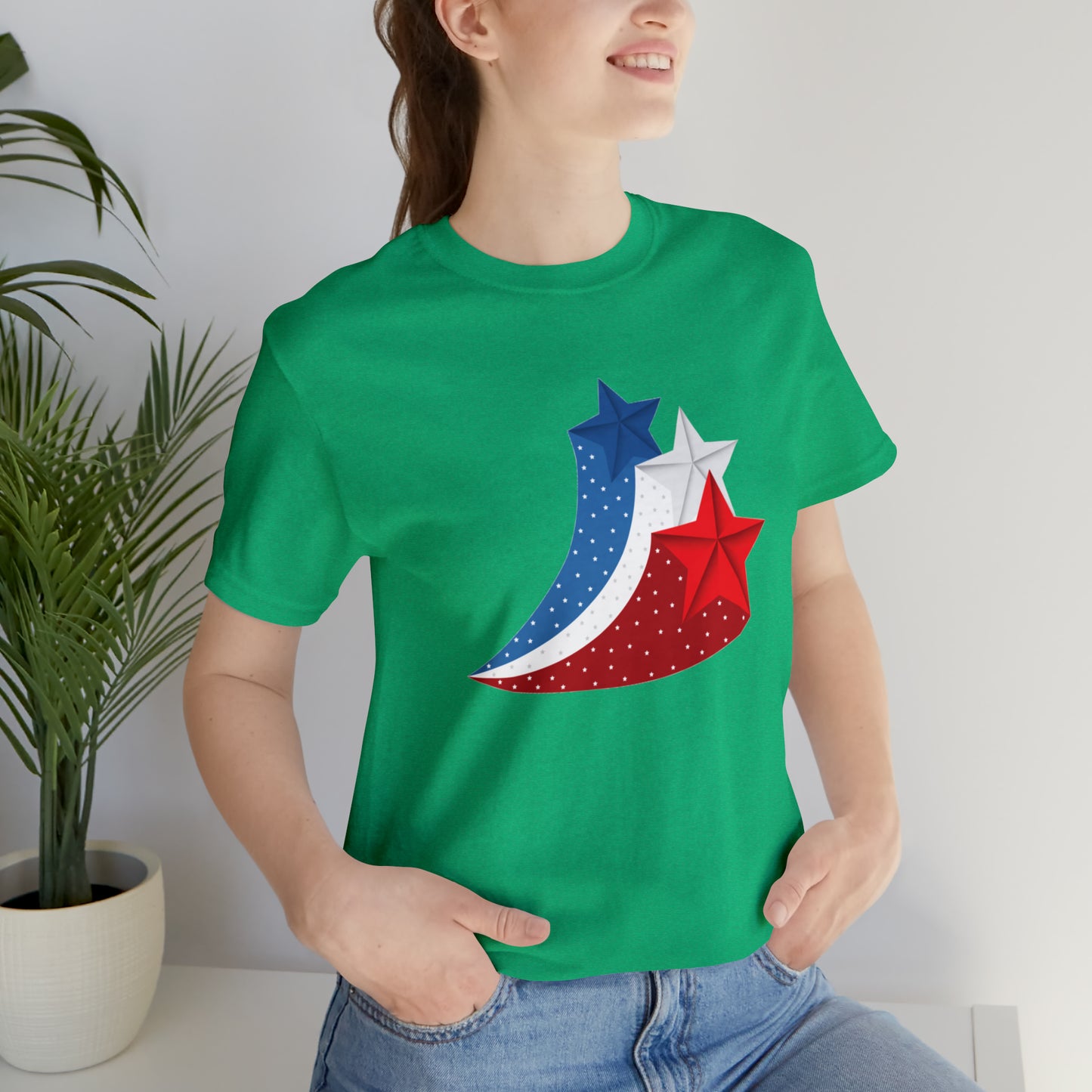 Red White Blue Stars Unisex Jersey Short Sleeve Tee