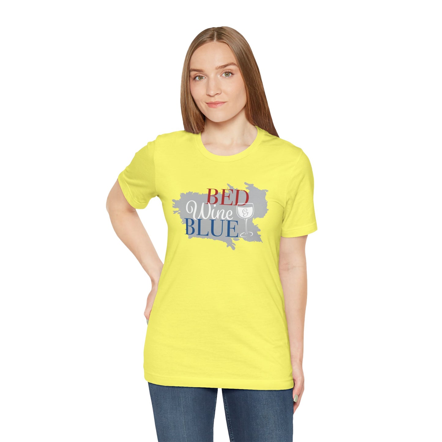 Bed Wine & Blue Unisex Jersey Short Sleeve Tee