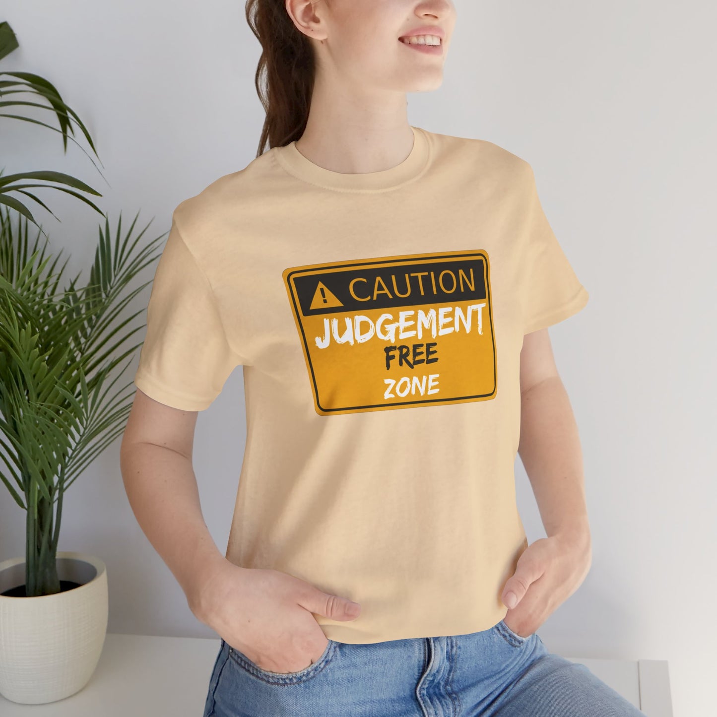 Caution Judgement Free Zone Unisex Jersey Short Sleeve Tee