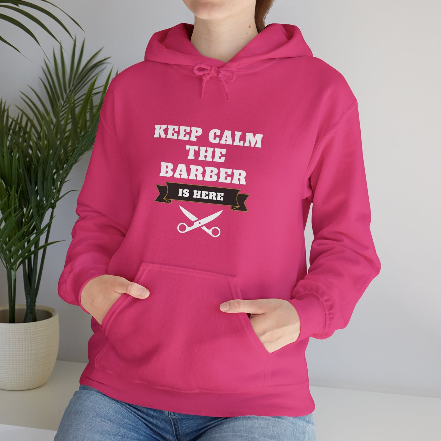 Barber/ Keep Calm The Barber Is Here Unisex Heavy Blend™ Hooded Sweatshirt