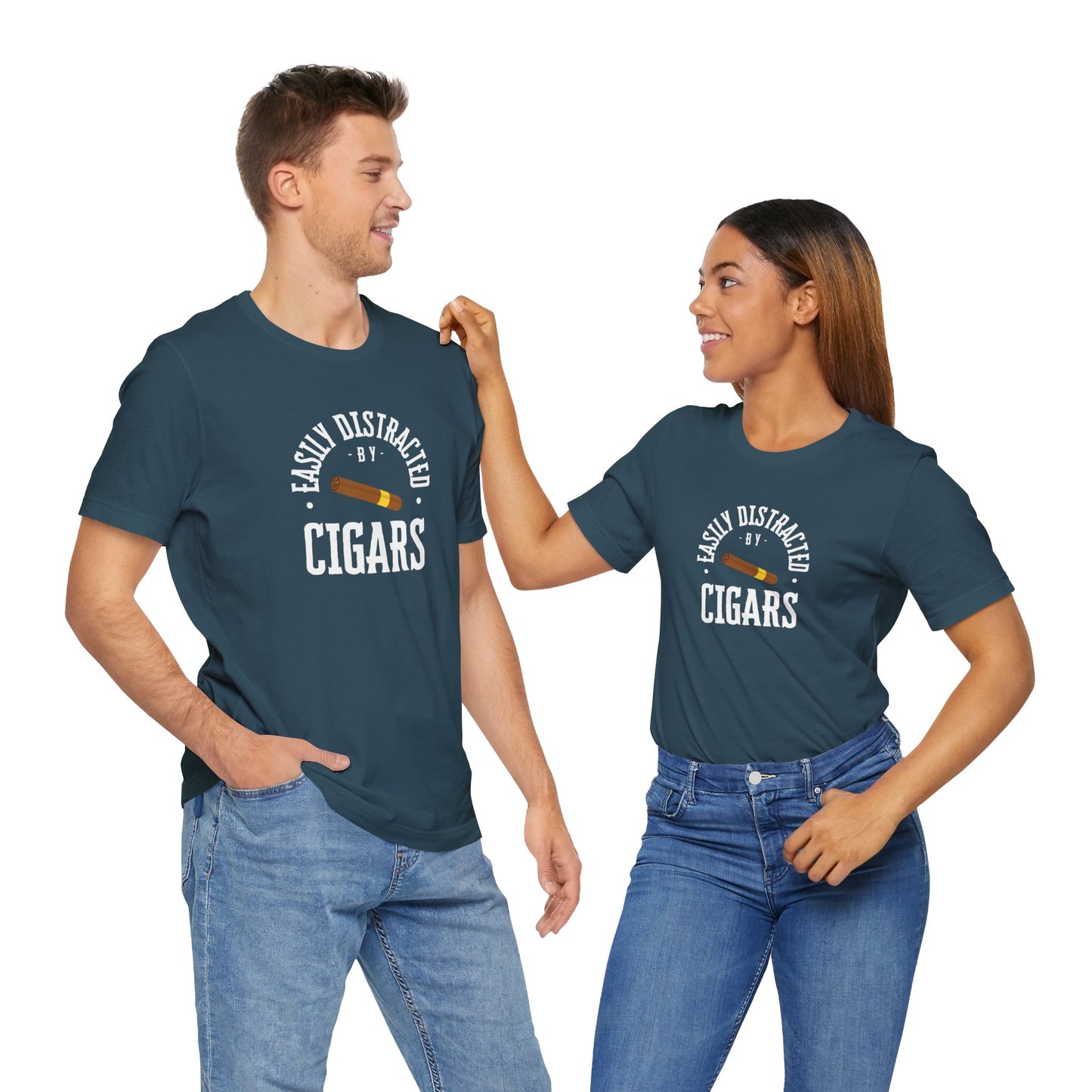 Cigar/ Easily Distracted By Cigars Unisex Jersey Short Sleeve Tee