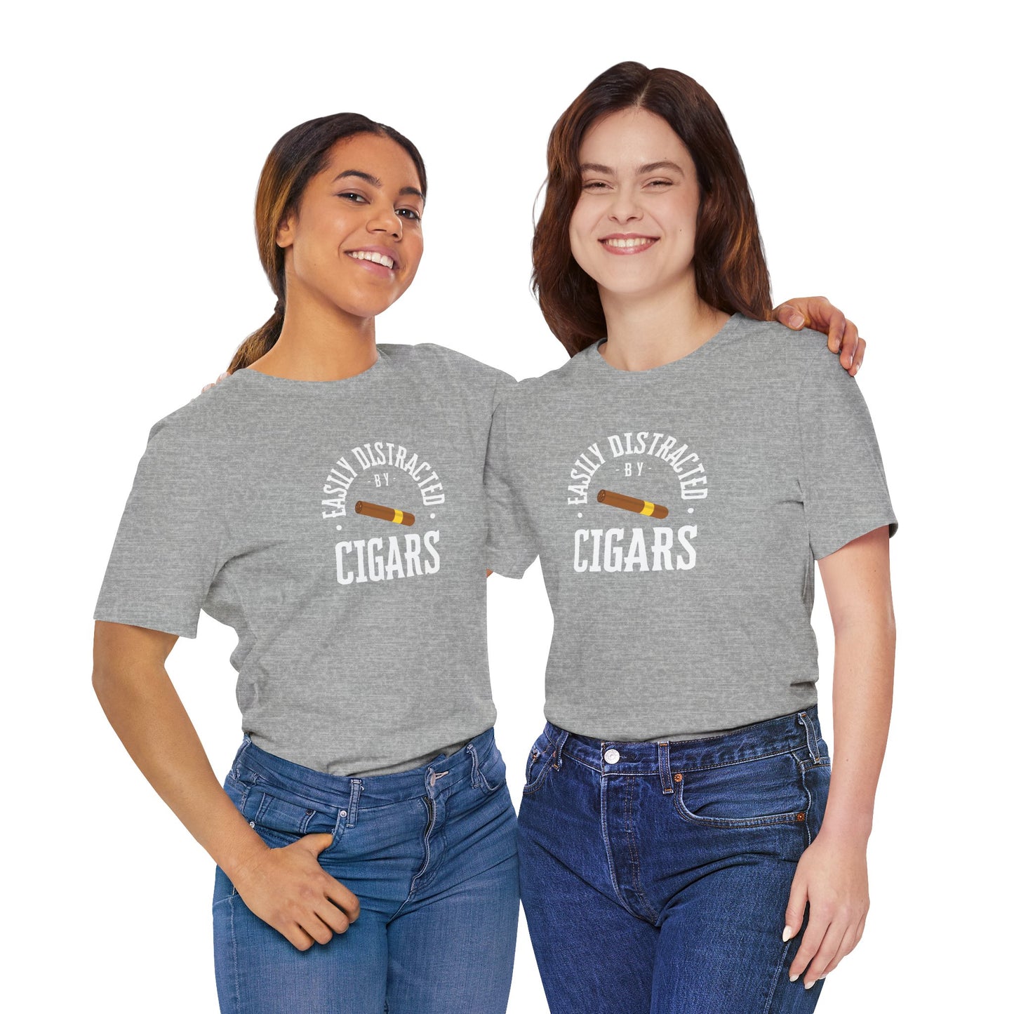 Cigar/ Easily Distracted By Cigars Unisex Jersey Short Sleeve Tee