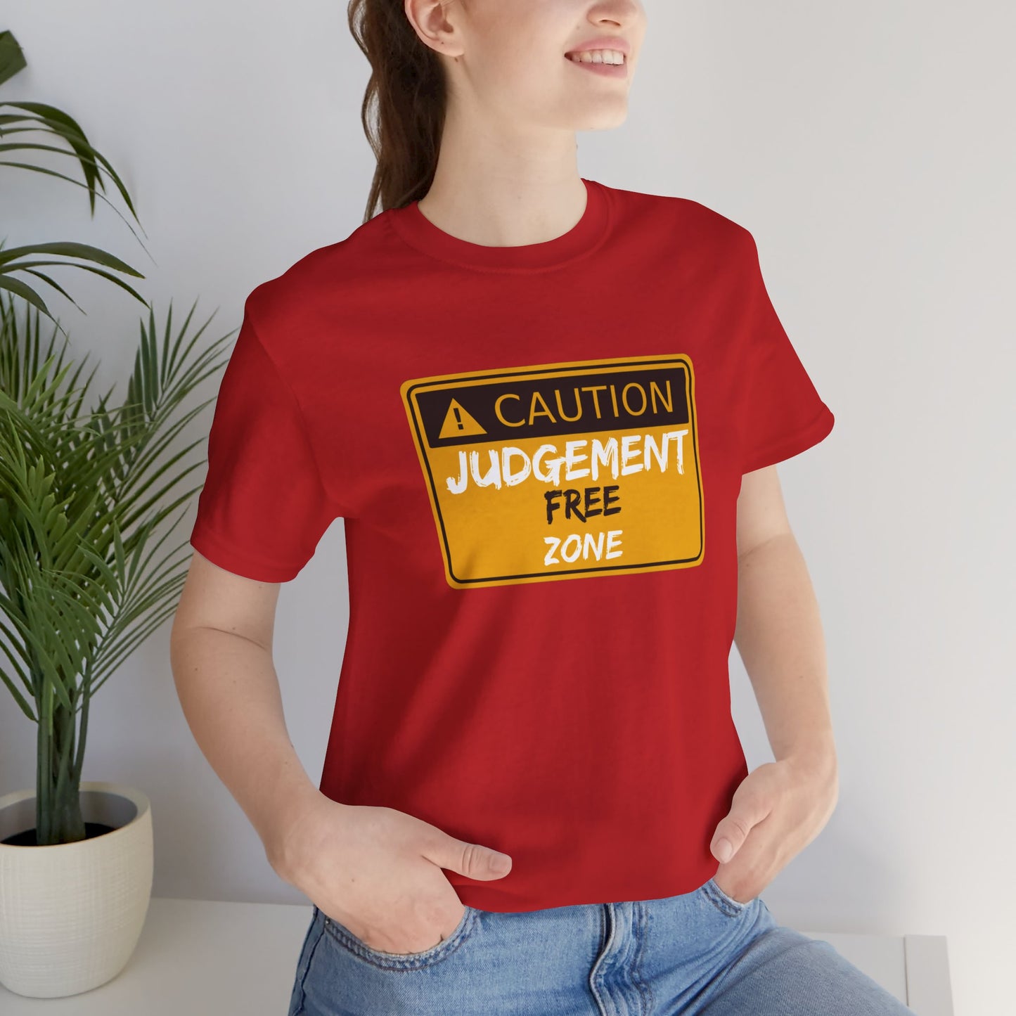 Caution Judgement Free Zone Unisex Jersey Short Sleeve Tee