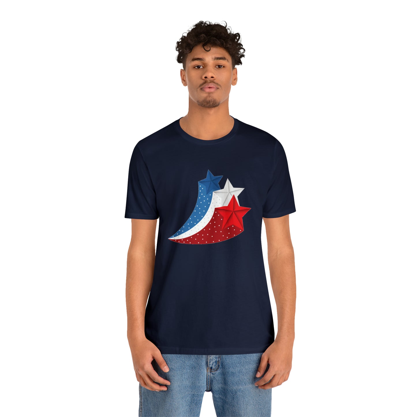 Red White Blue Stars Unisex Jersey Short Sleeve Tee