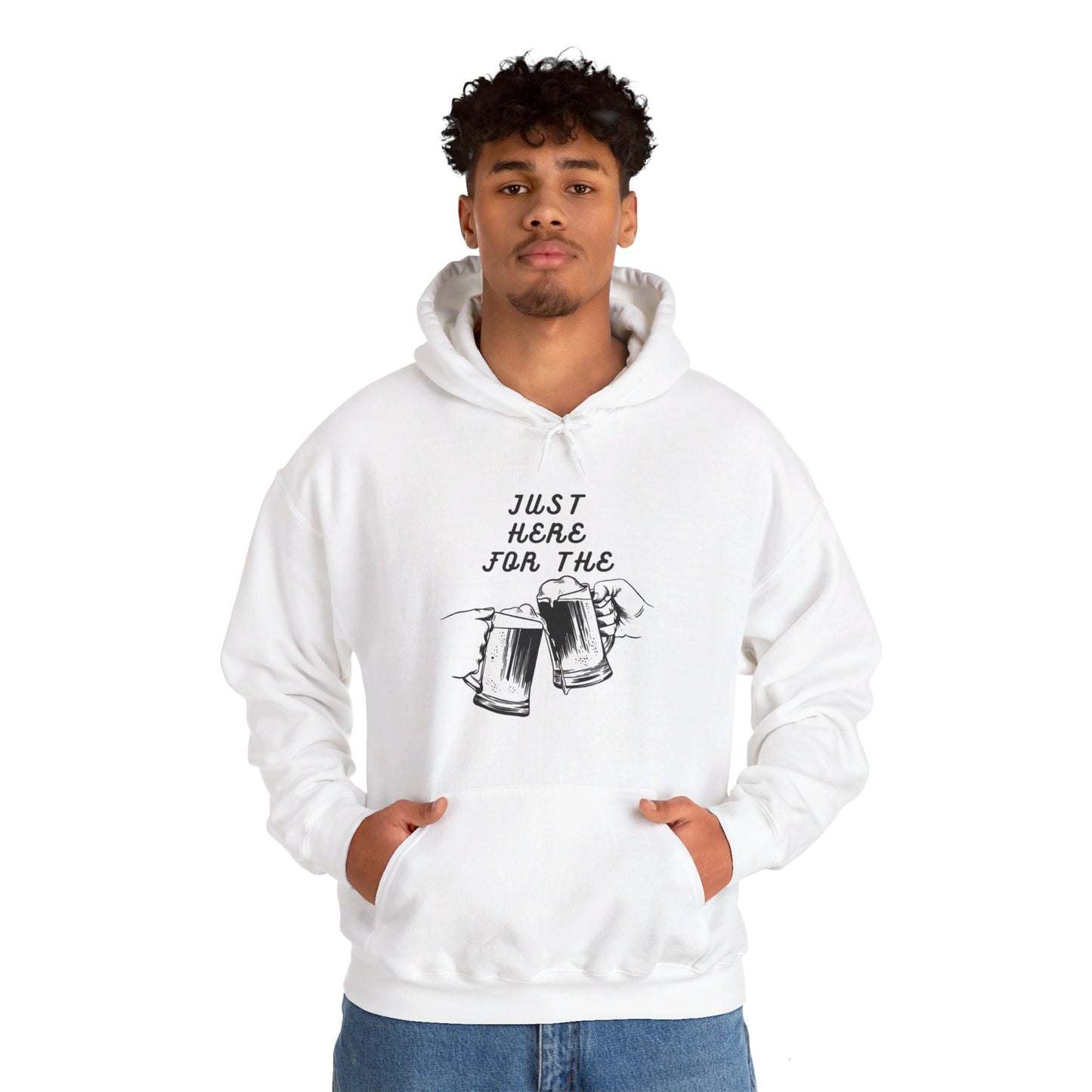 Just Here For The Beer / White Unisex Heavy Blend™ Hooded Sweatshirt