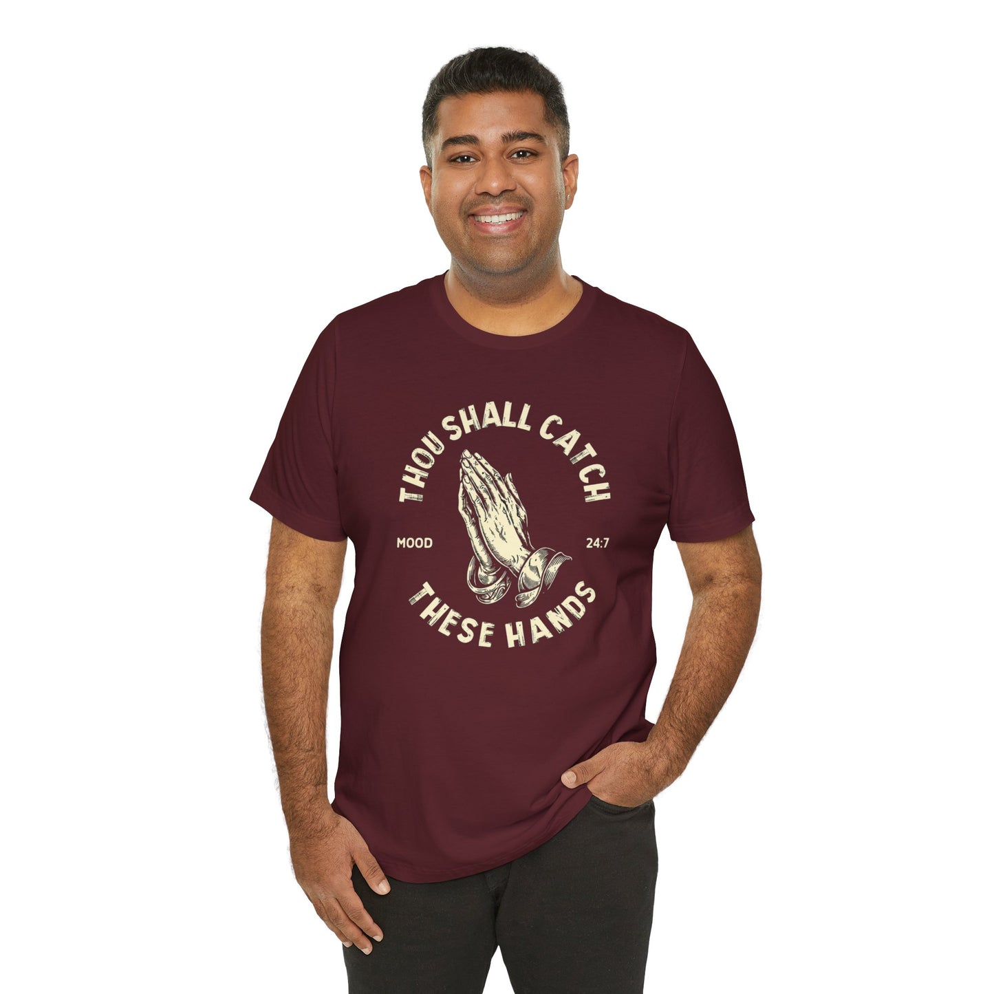 Thou Shall Catch These Hands Unisex Jersey Short Sleeve Tee