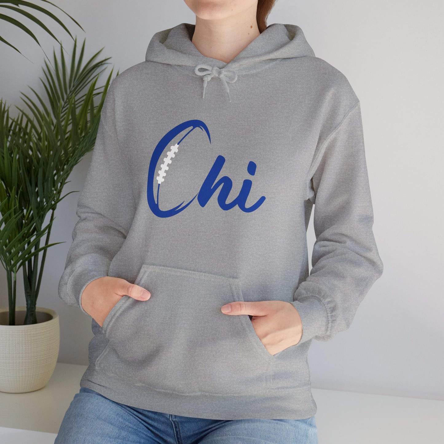 Chi Football/ Blue Unisex Heavy Blend™ Hooded Sweatshirt