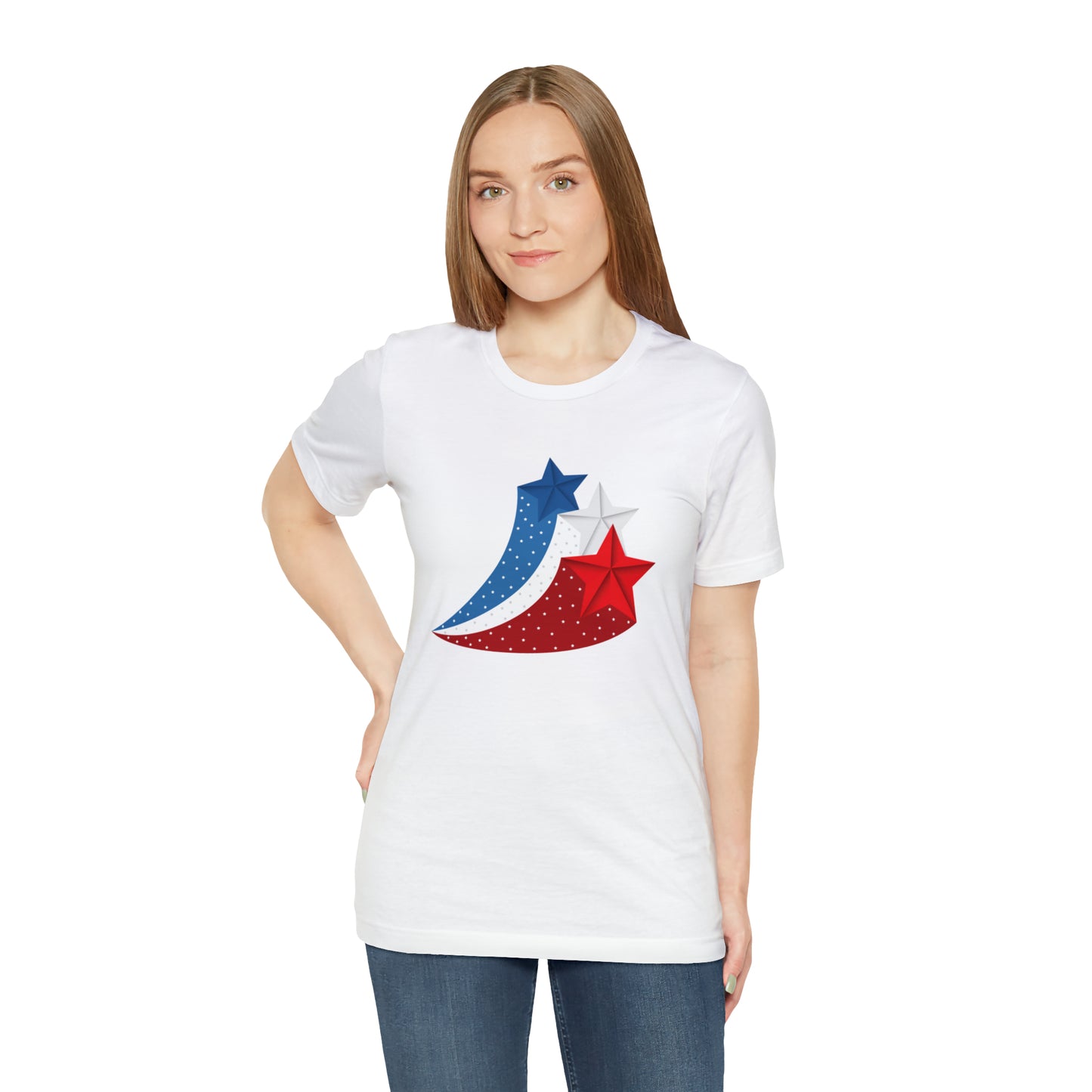 Red White Blue Stars Unisex Jersey Short Sleeve Tee