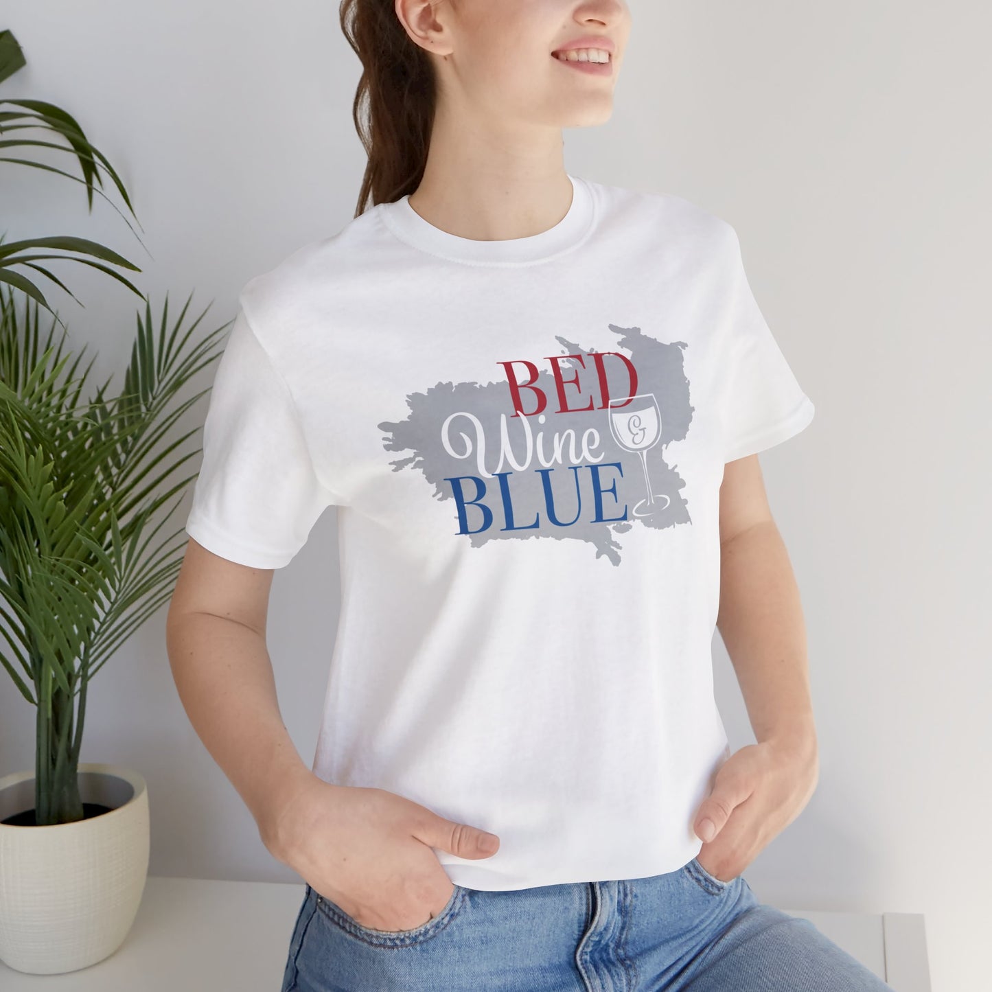 Bed Wine & Blue Unisex Jersey Short Sleeve Tee