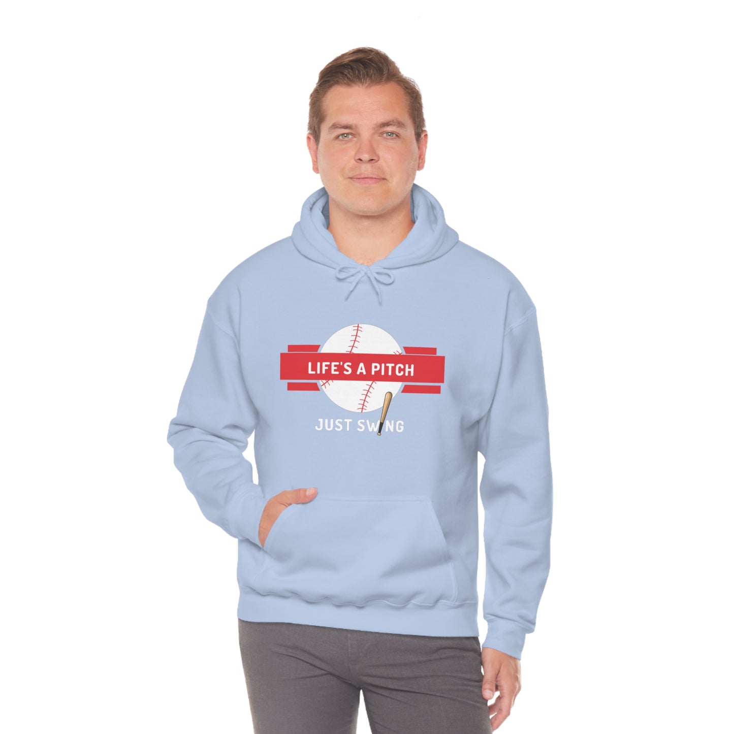 Life’s a Pitch Just Swing Unisex Heavy Blend™ Hooded Sweatshirt