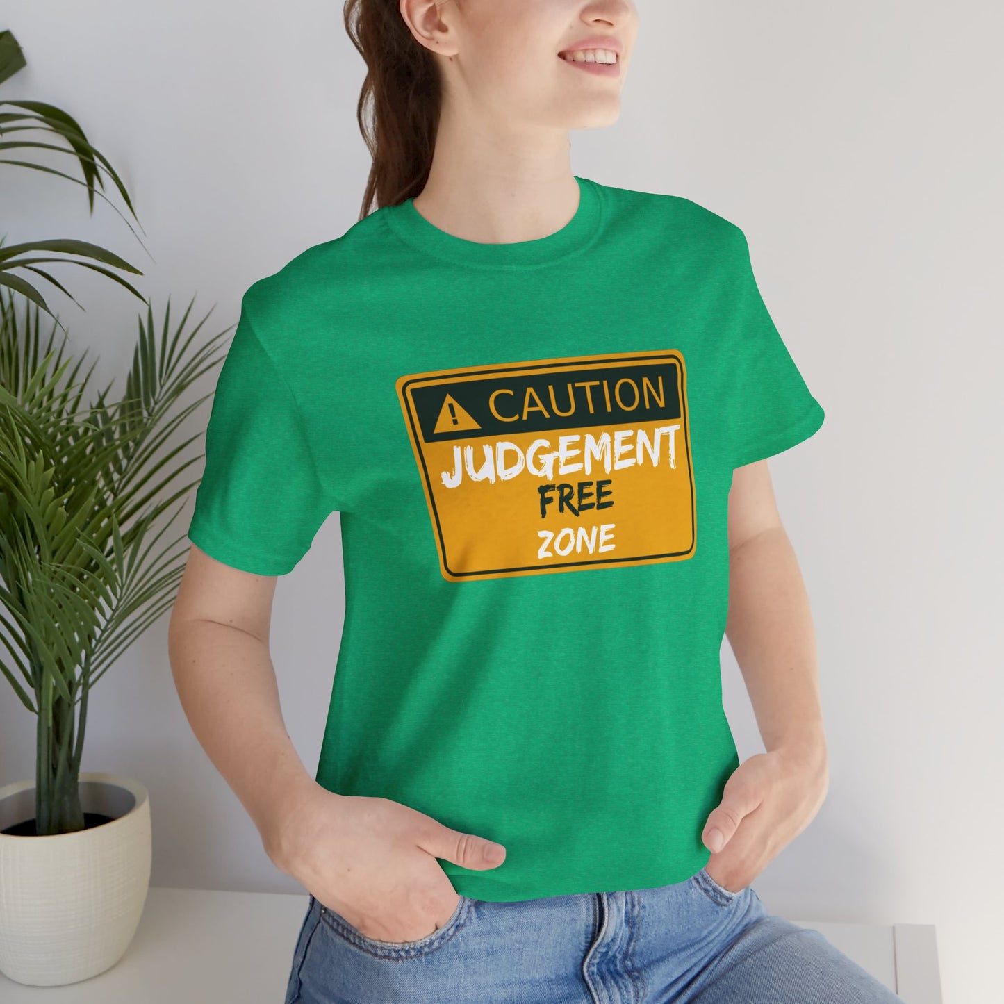 Caution Judgement Free Zone Unisex Jersey Short Sleeve Tee