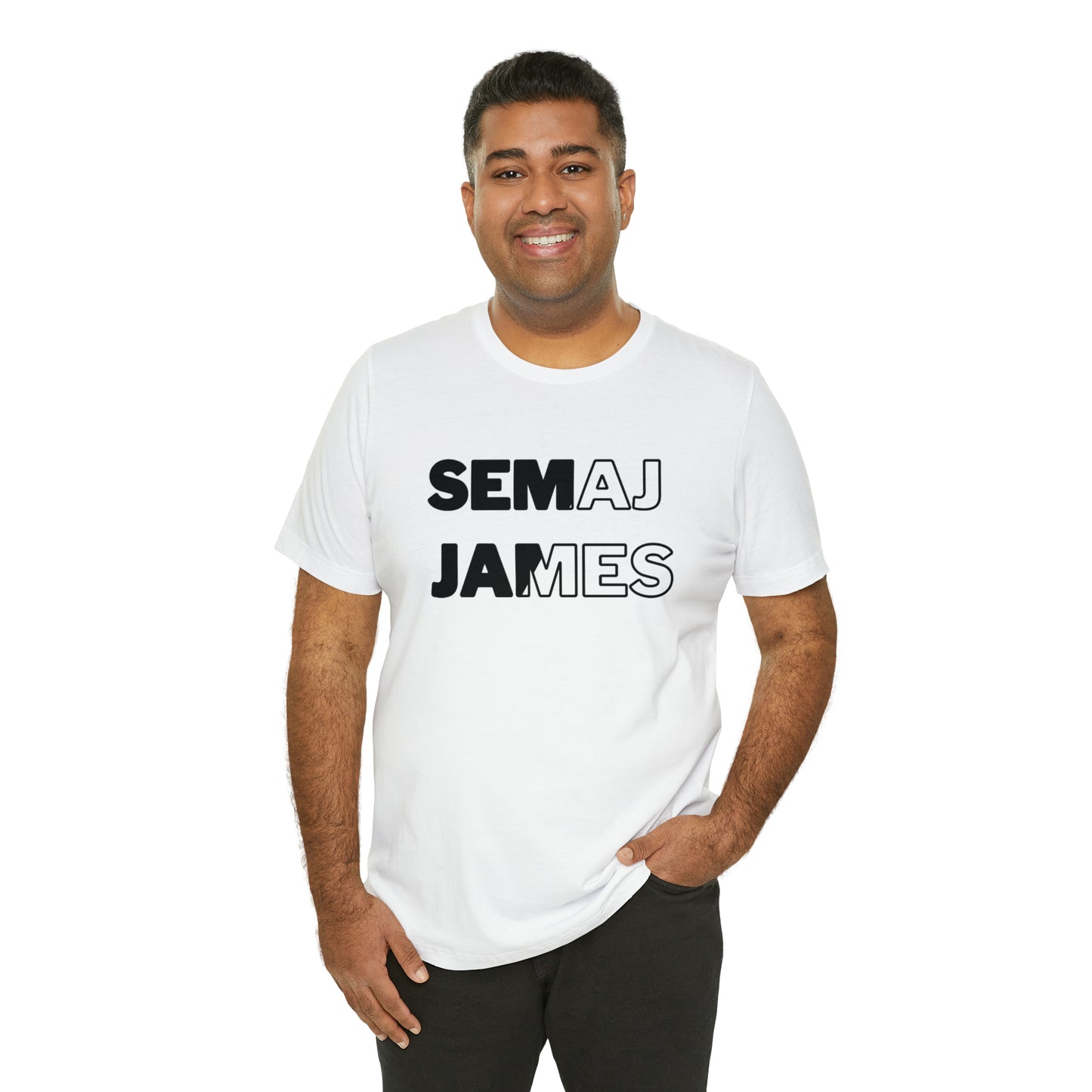 Semaj James Black & White Unisex Jersey Short Sleeve Tee