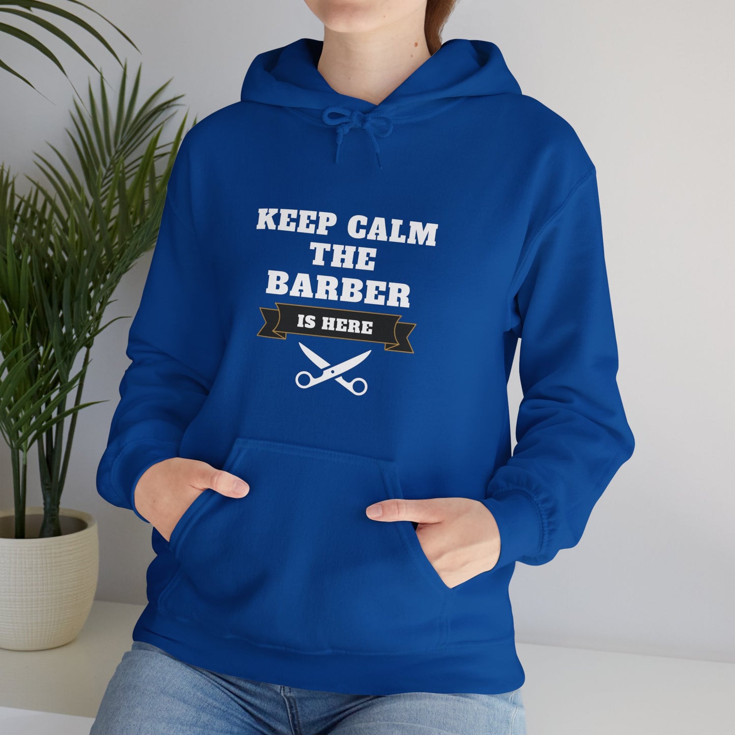 Barber/ Keep Calm The Barber Is Here Unisex Heavy Blend™ Hooded Sweatshirt