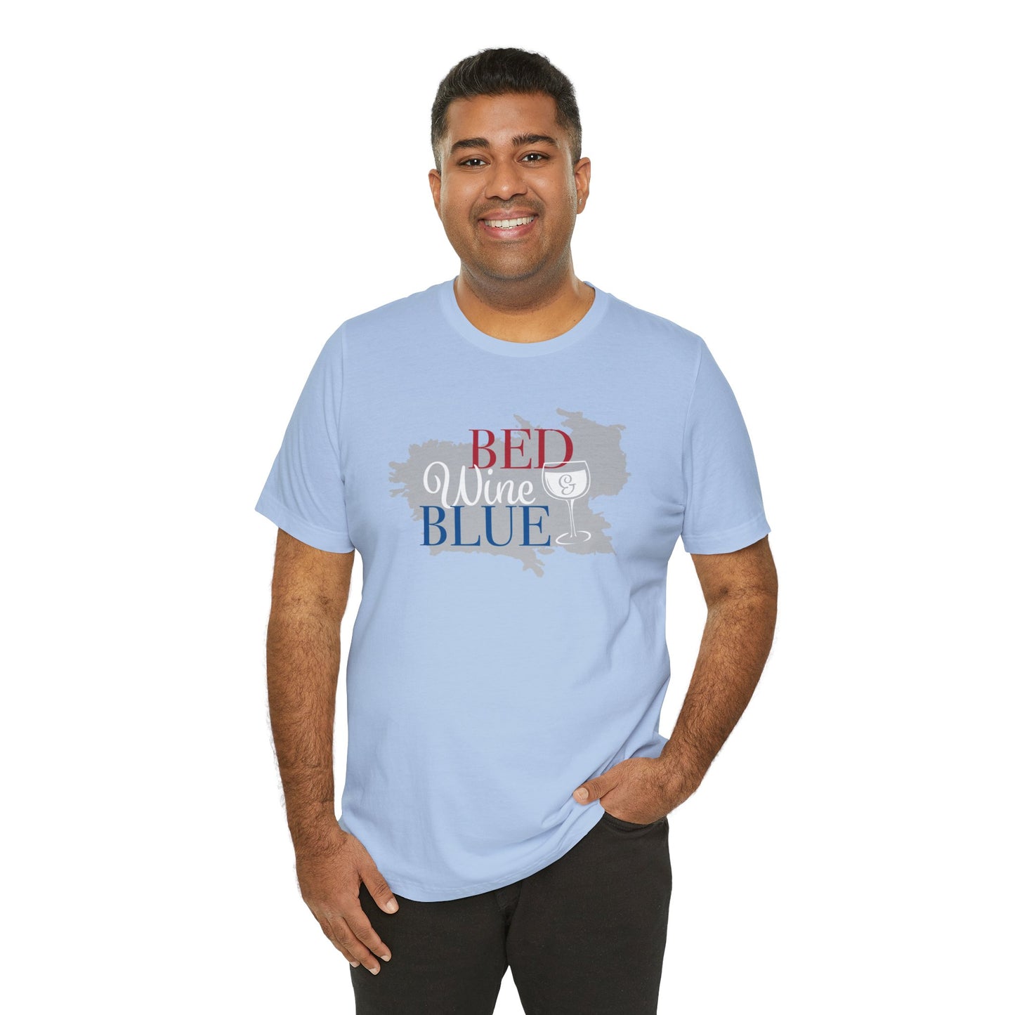 Bed Wine & Blue Unisex Jersey Short Sleeve Tee