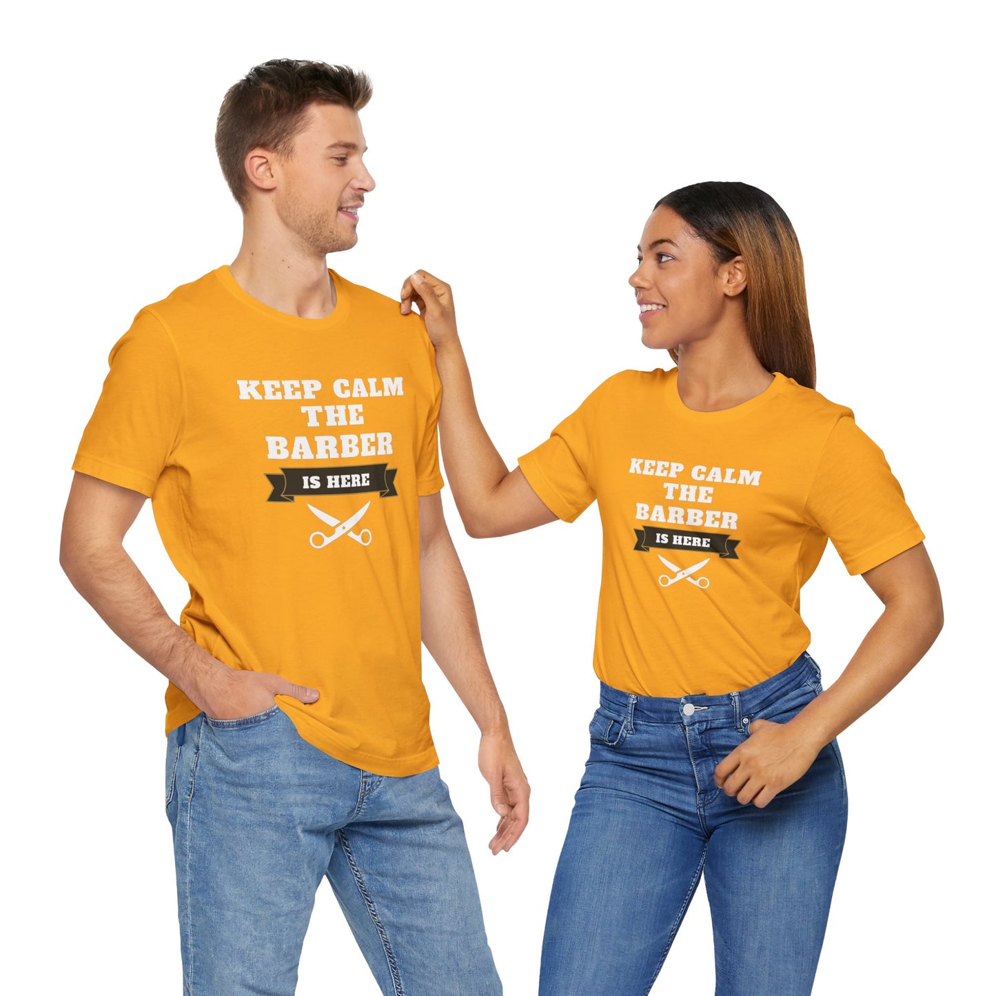 Barber/ Keep Calm The Barber Is Here Unisex Jersey Short Sleeve Tee